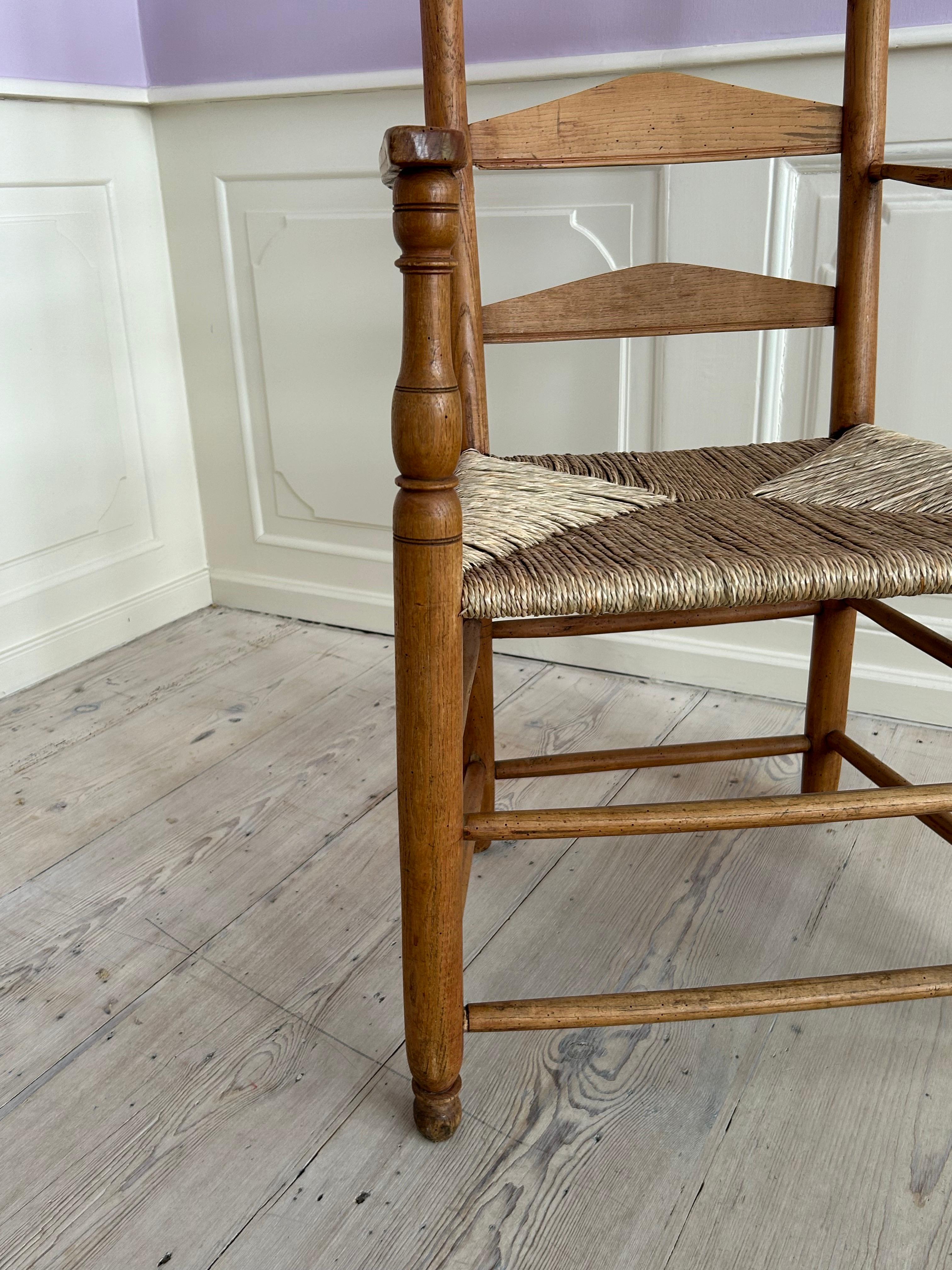 Shaker Chair in Wood with Rush Seat and Elegant Details, Sweden, 19th Century For Sale 6