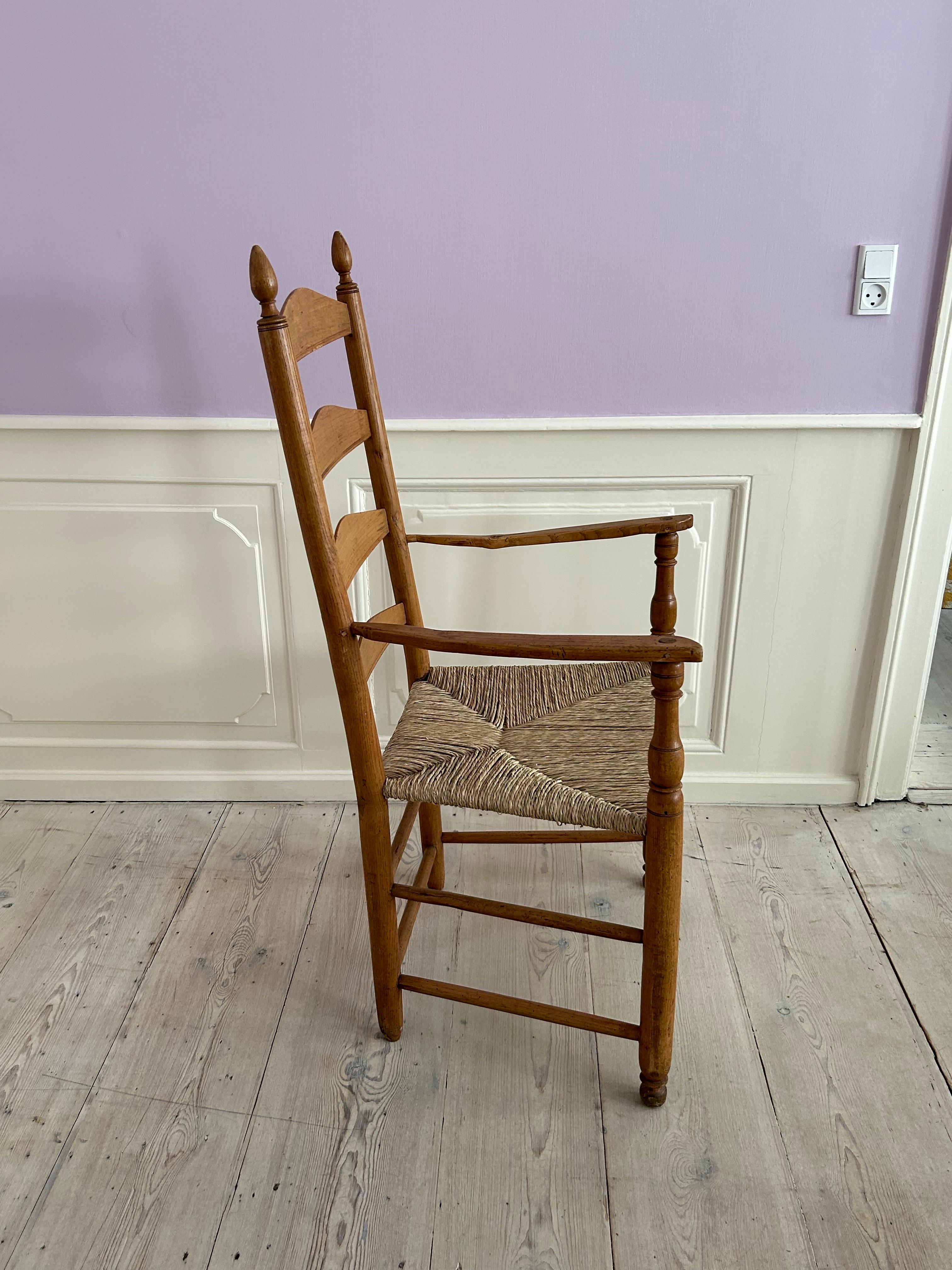 Shaker Chair in Wood with Rush Seat and Elegant Details, Sweden, 19th Century For Sale 8