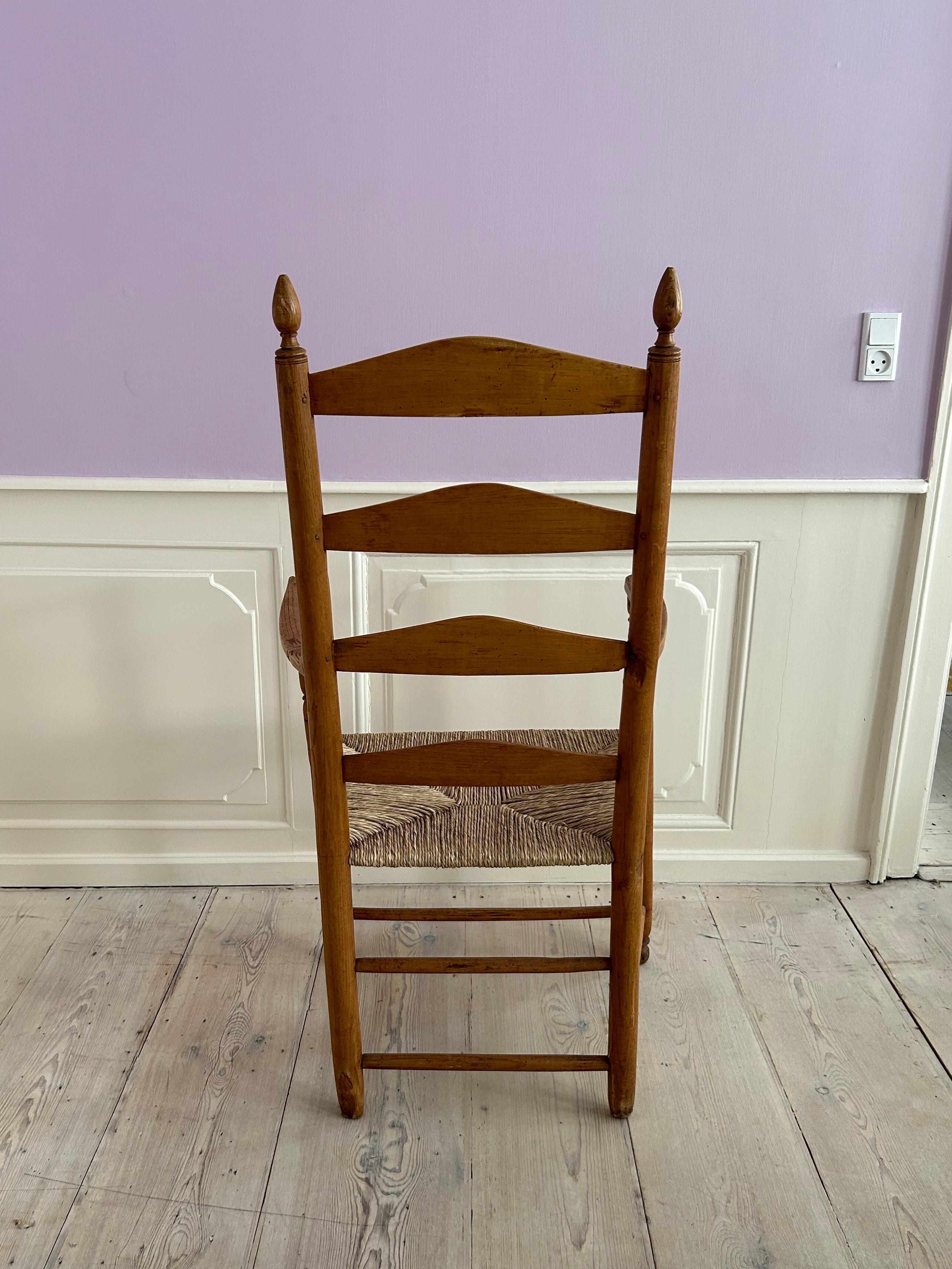 Shaker Chair in Wood with Rush Seat and Elegant Details, Sweden, 19th Century For Sale 9
