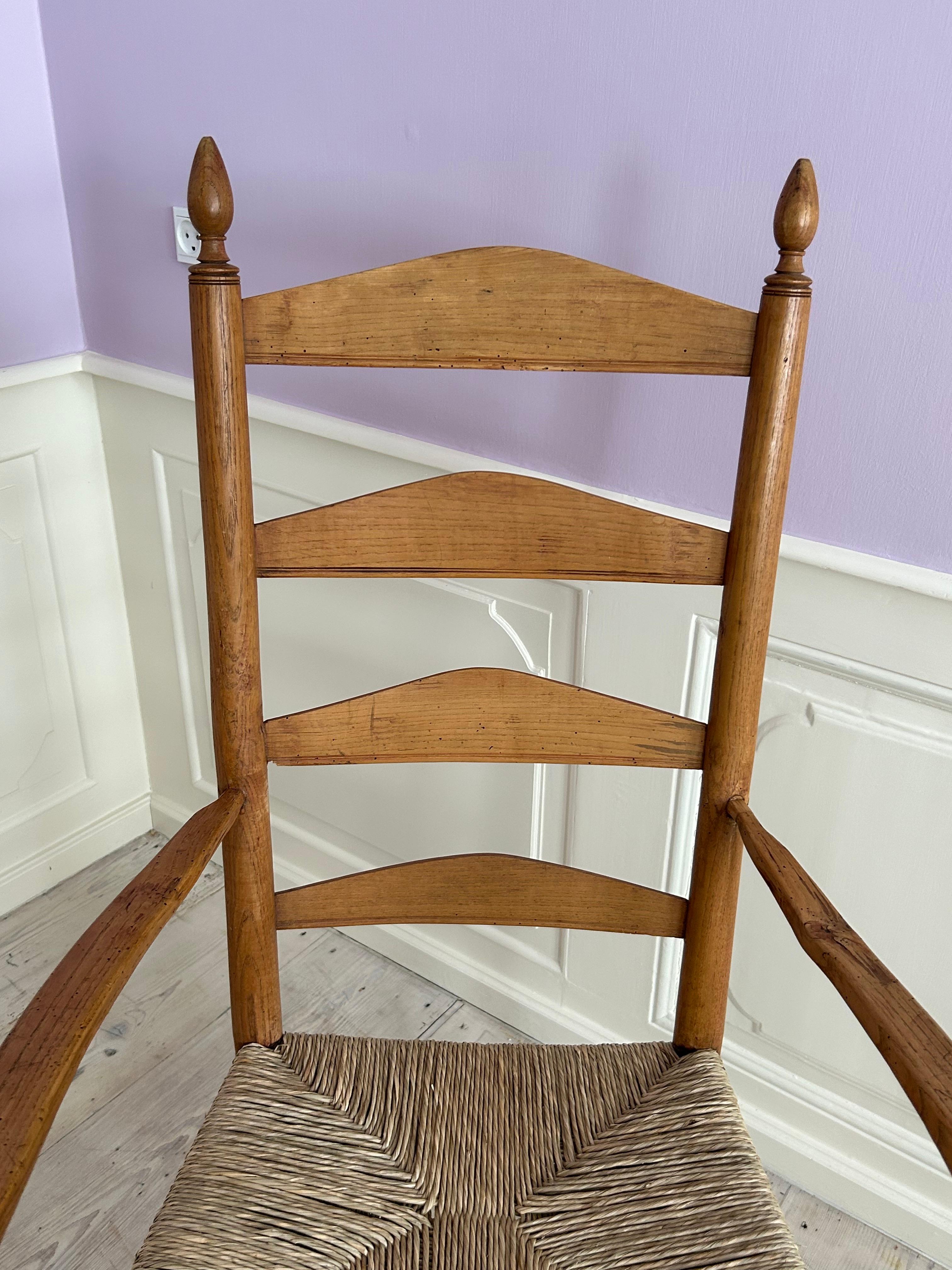 Shaker Chair in Wood with Rush Seat and Elegant Details, Sweden, 19th Century For Sale 3