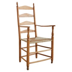 Shaker Chair in Wood with Rush Seat and Elegant Details, Sweden, 19th Century