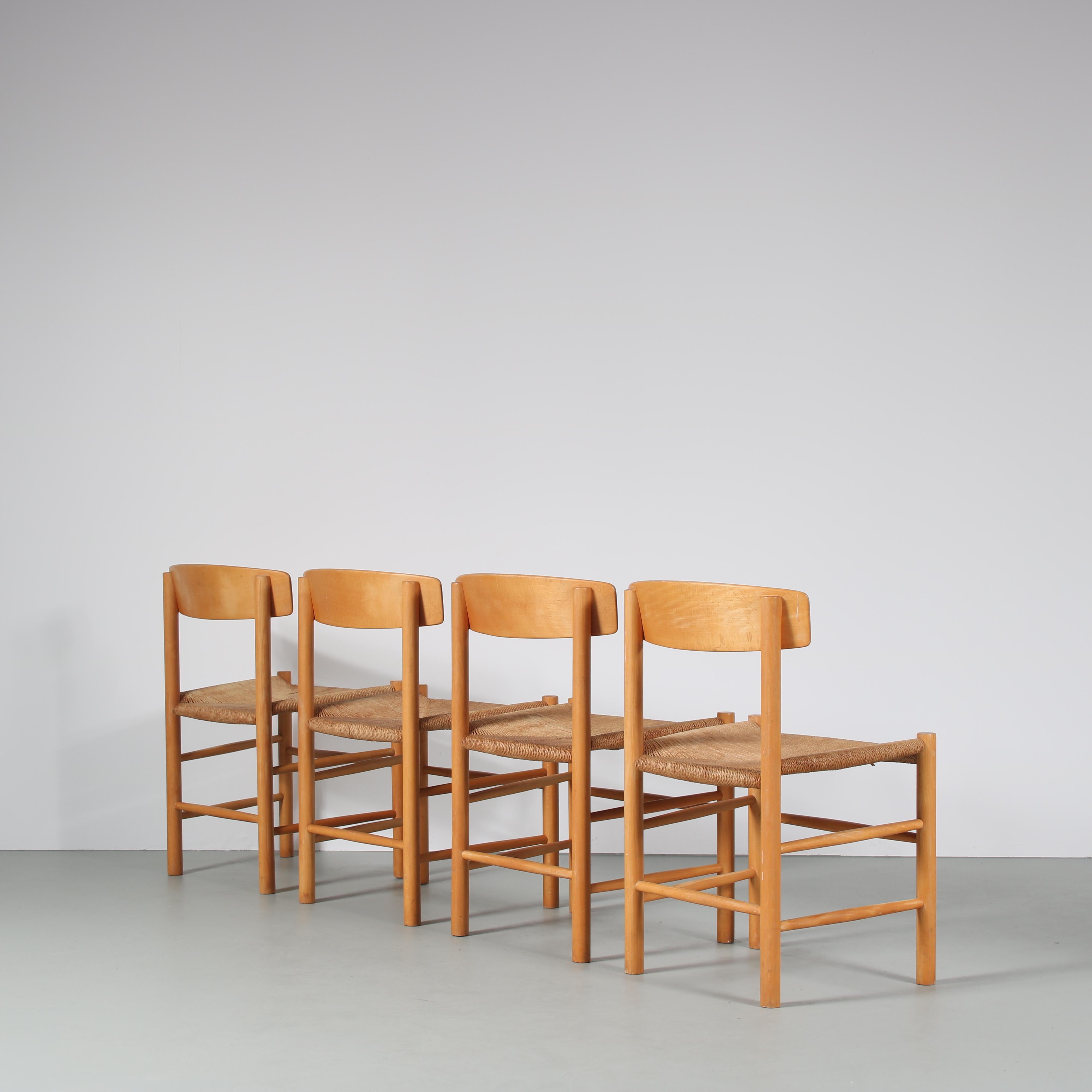 Scandinavian Modern “Shaker” Dining Chairs by Borge Mogensen for FDB Mobler, Denmark, 1960