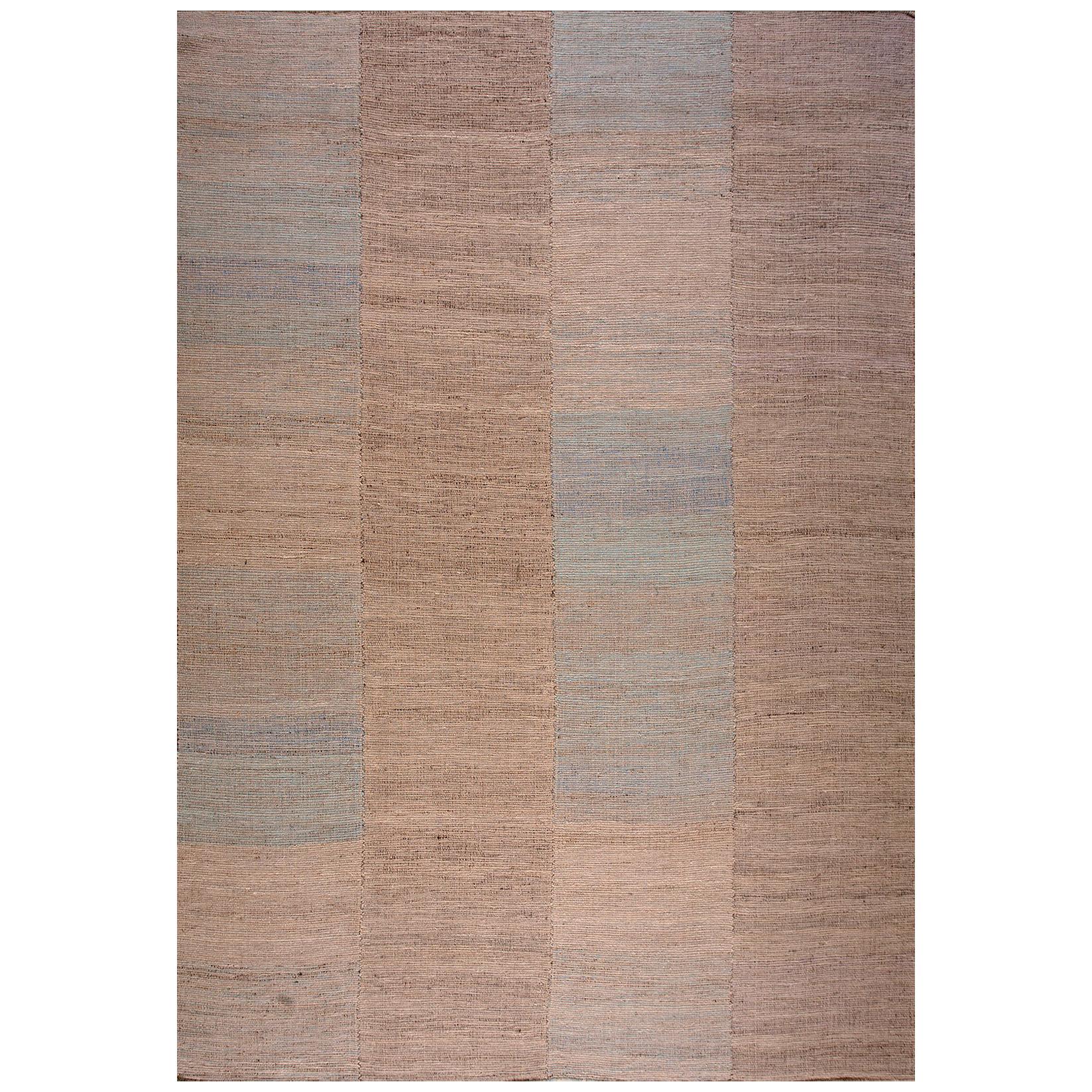 Contemporary Handwoven Wool Shaker Style Flat Weave Carpet  10' 0" x 14' 0" For Sale