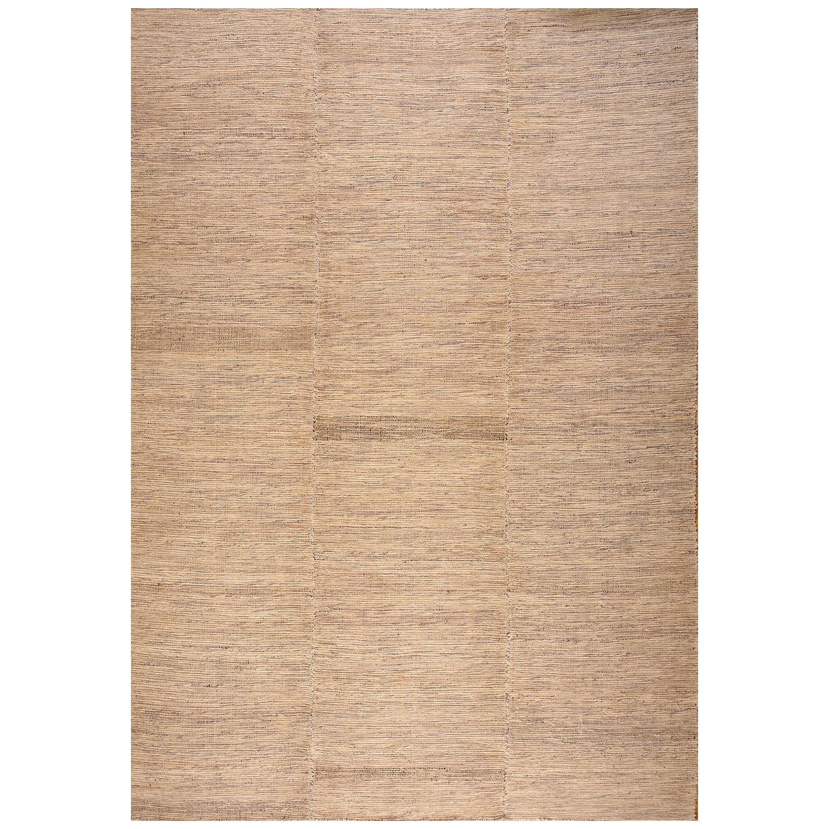 Contemporary Handwoven Wool Shaker Style Flat Weave Carpet 9' 2" x 12' 6" For Sale
