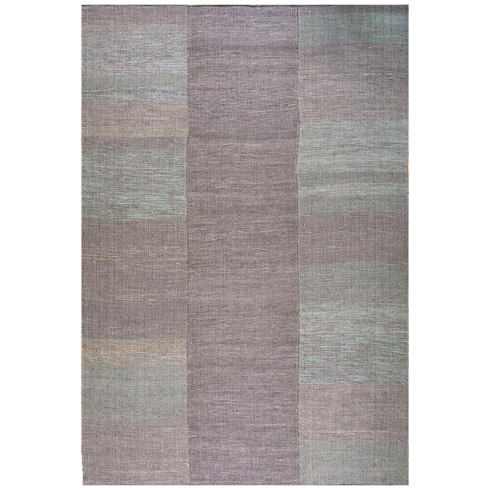 Contemporary Handwoven Wool Shaker Style Flat Weave Carpet 9' 0" x 12' 7" For Sale