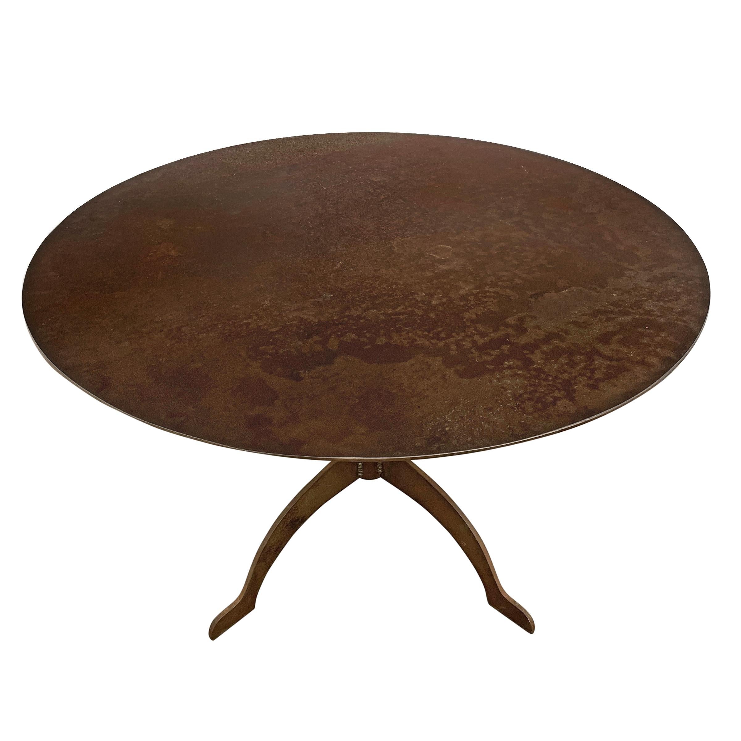 American Shaker-Inspired Steel Round Dining Table For Sale