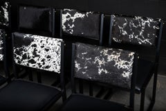 SHAKER Chair by AMBROZIA, Salt & Pepper Cowhide, Black Leather & Black Steel