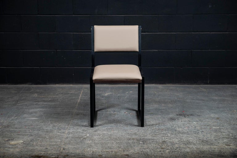 Shaker Modern Chair by Ambrozia, Solid Walnut, Black Steel, Sandle Vinyl For Sale at 1stDibs