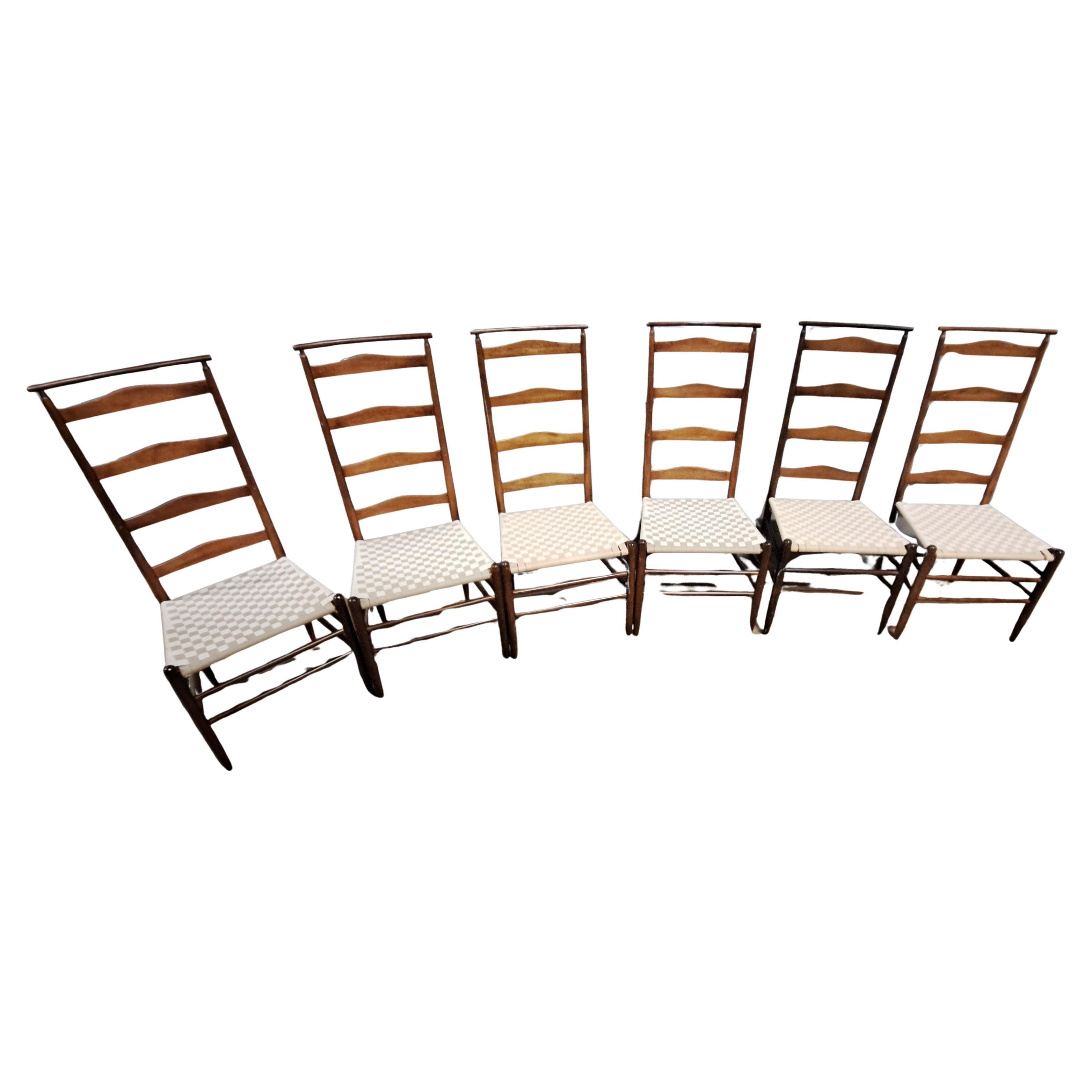 Shaker Style Laddper Back Dining Chairs - Set of Six