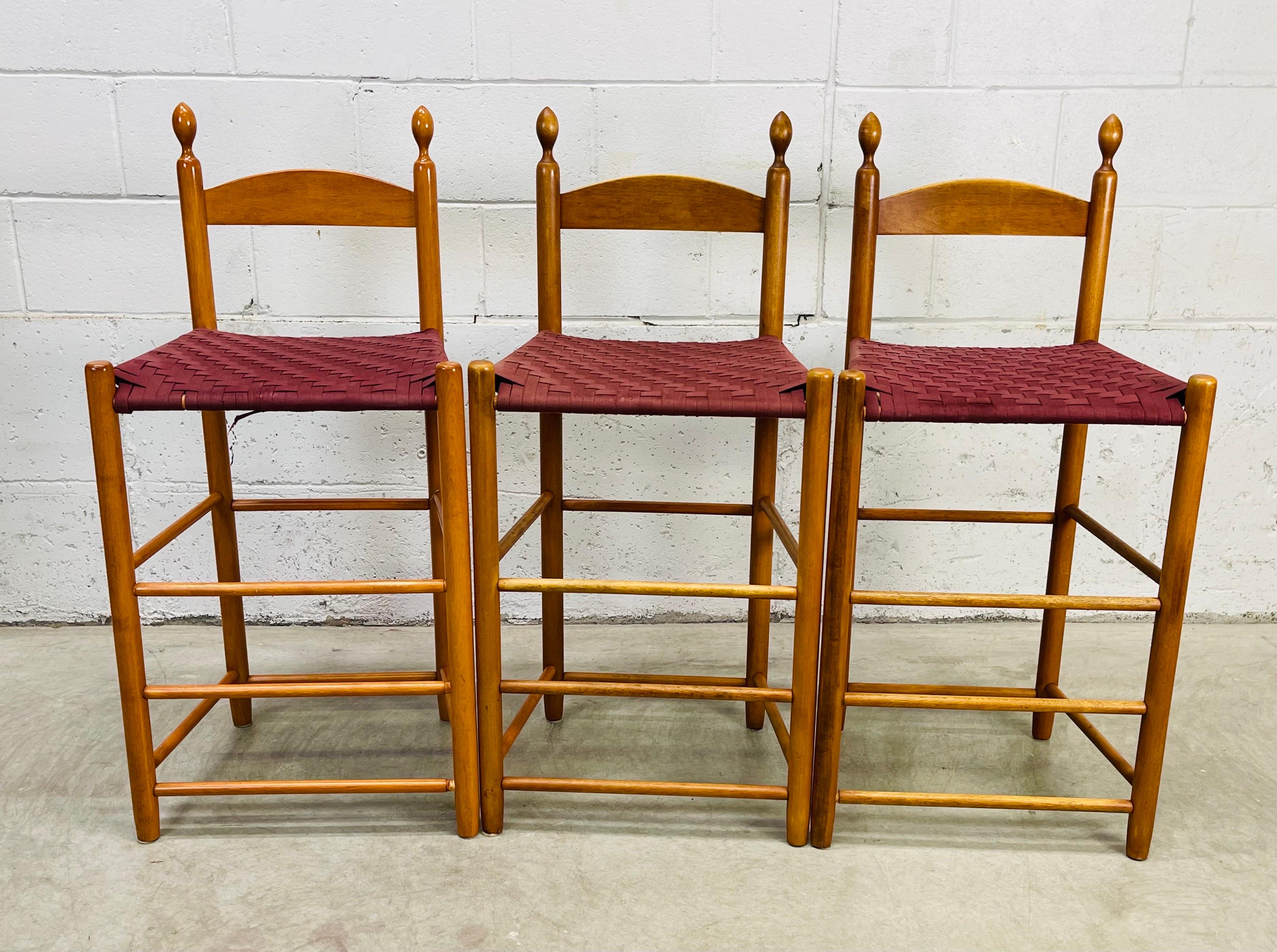 Shaker Style Maple Wood Tall Stools, Set of 3 at 1stDibs