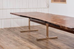 Shaker Table in Claro Walnut Slab and Cast Bronze Legs