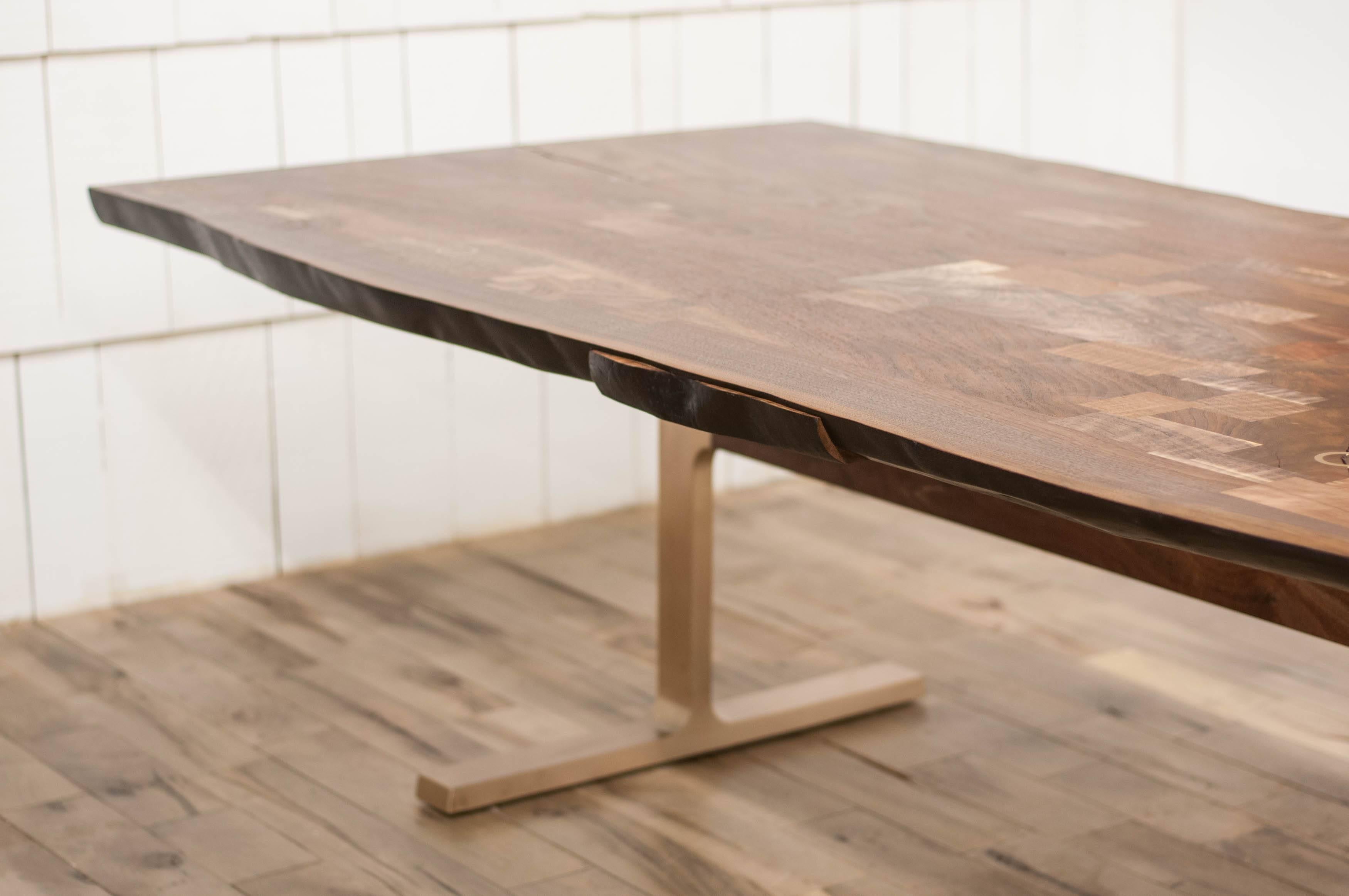 Shaker Table in Claro Walnut Slab and Cast Bronze Legs 14