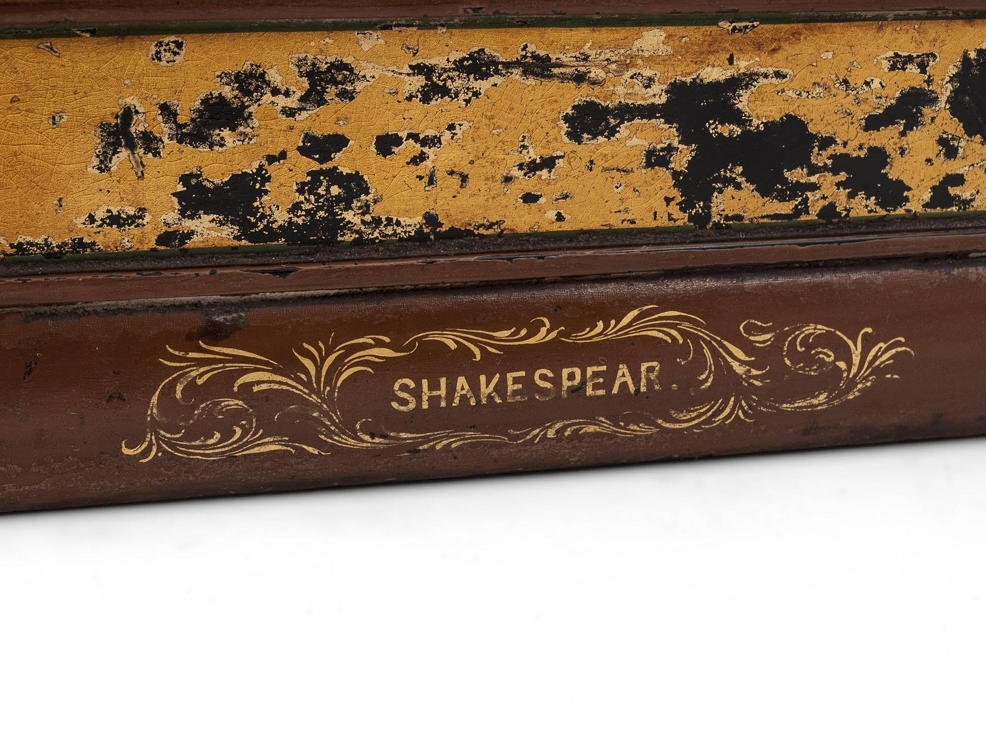 Shakespeare Book Tea Caddy Box Papier Mache Gold Leaf 19th Century 2