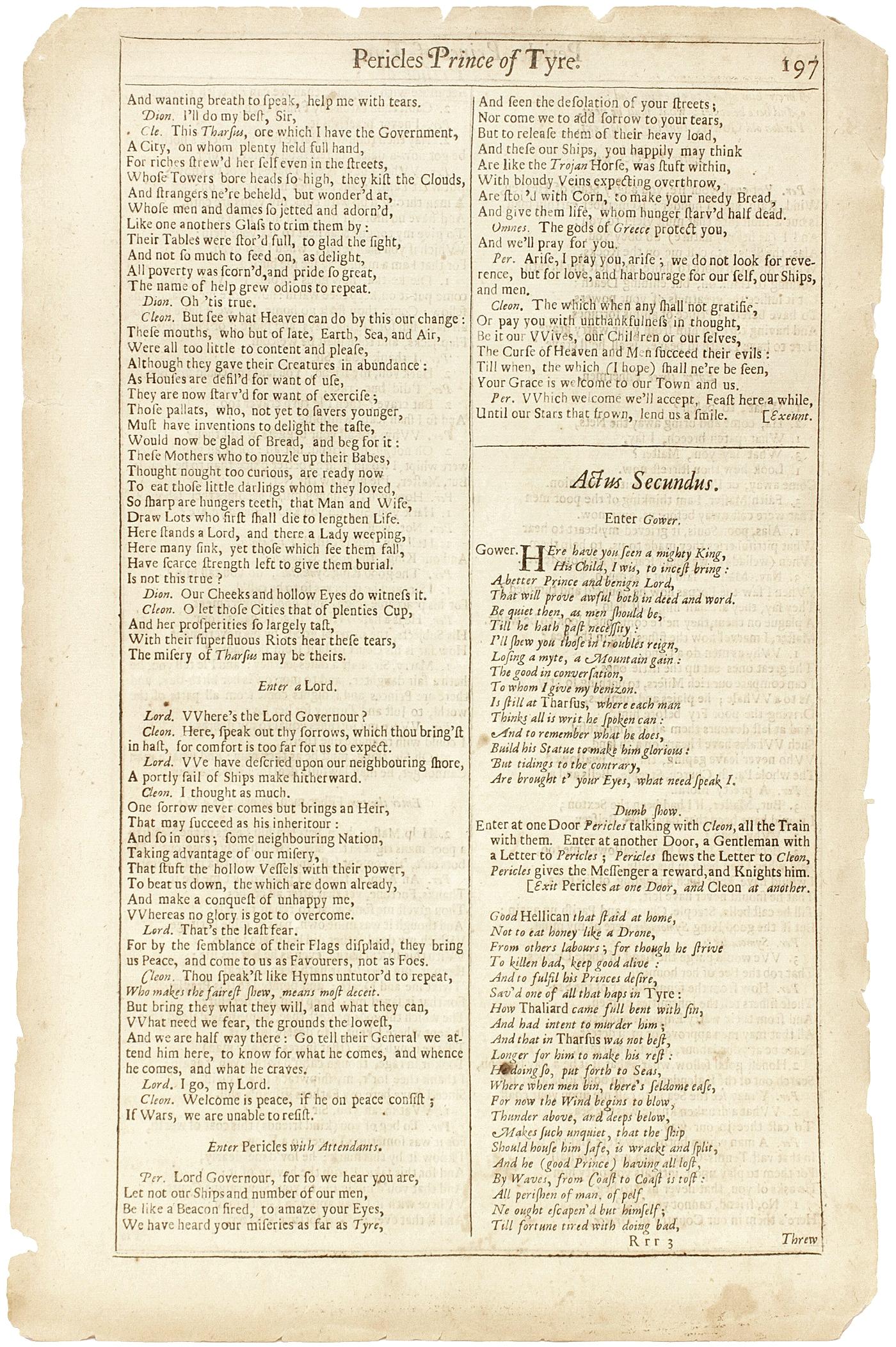 British Shakespeare. Pericles Prince of Tyre - FOURTH FOLIO - 1685 - page 197-198