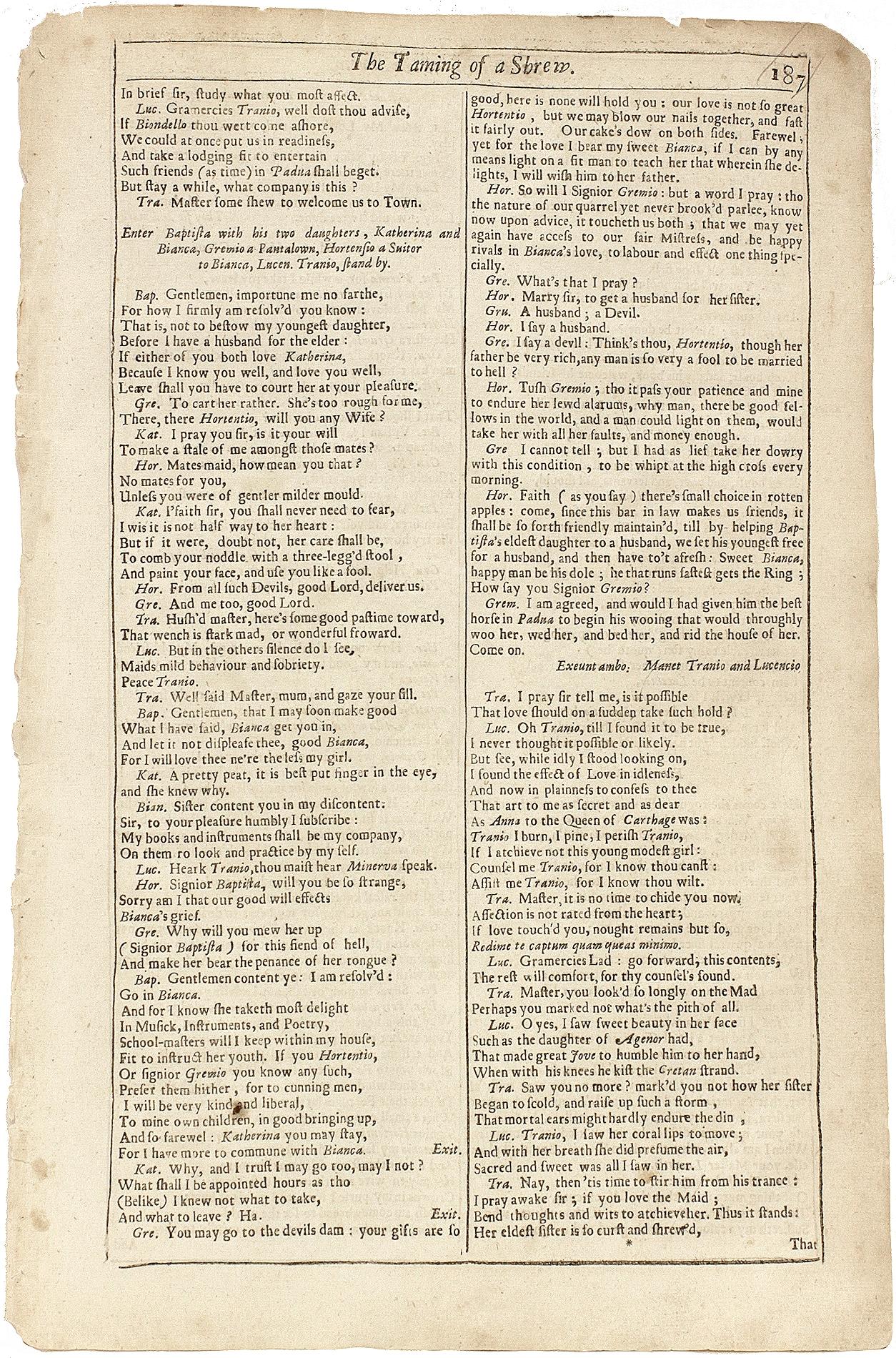 British Shakespeare. The Taming of the Shrew - FOURTH FOLIO - 1685 - page 187/192