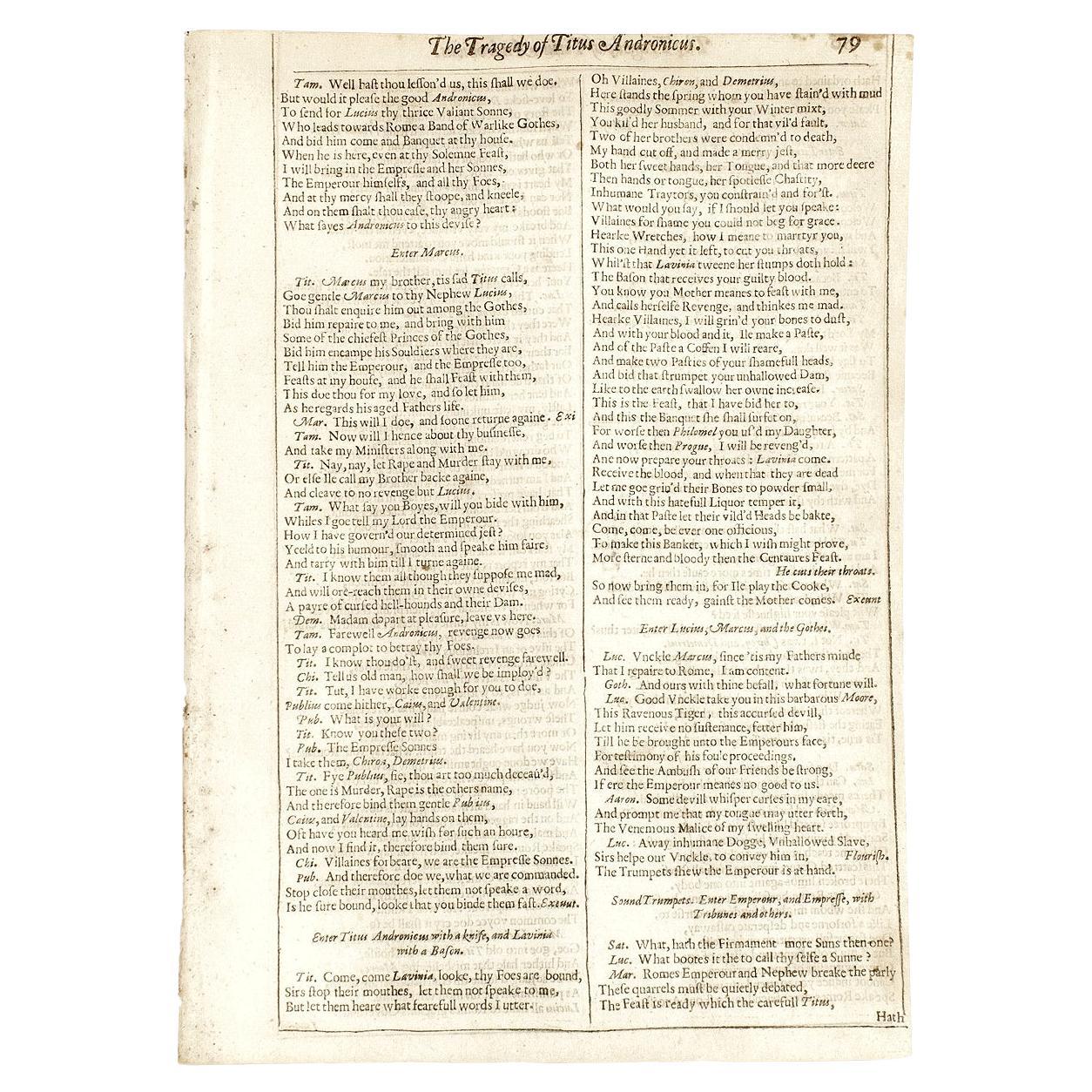 Shakespeare. The Tragedy of Titus Andronicus - SECOND FOLIO - 1632 - page 79-80