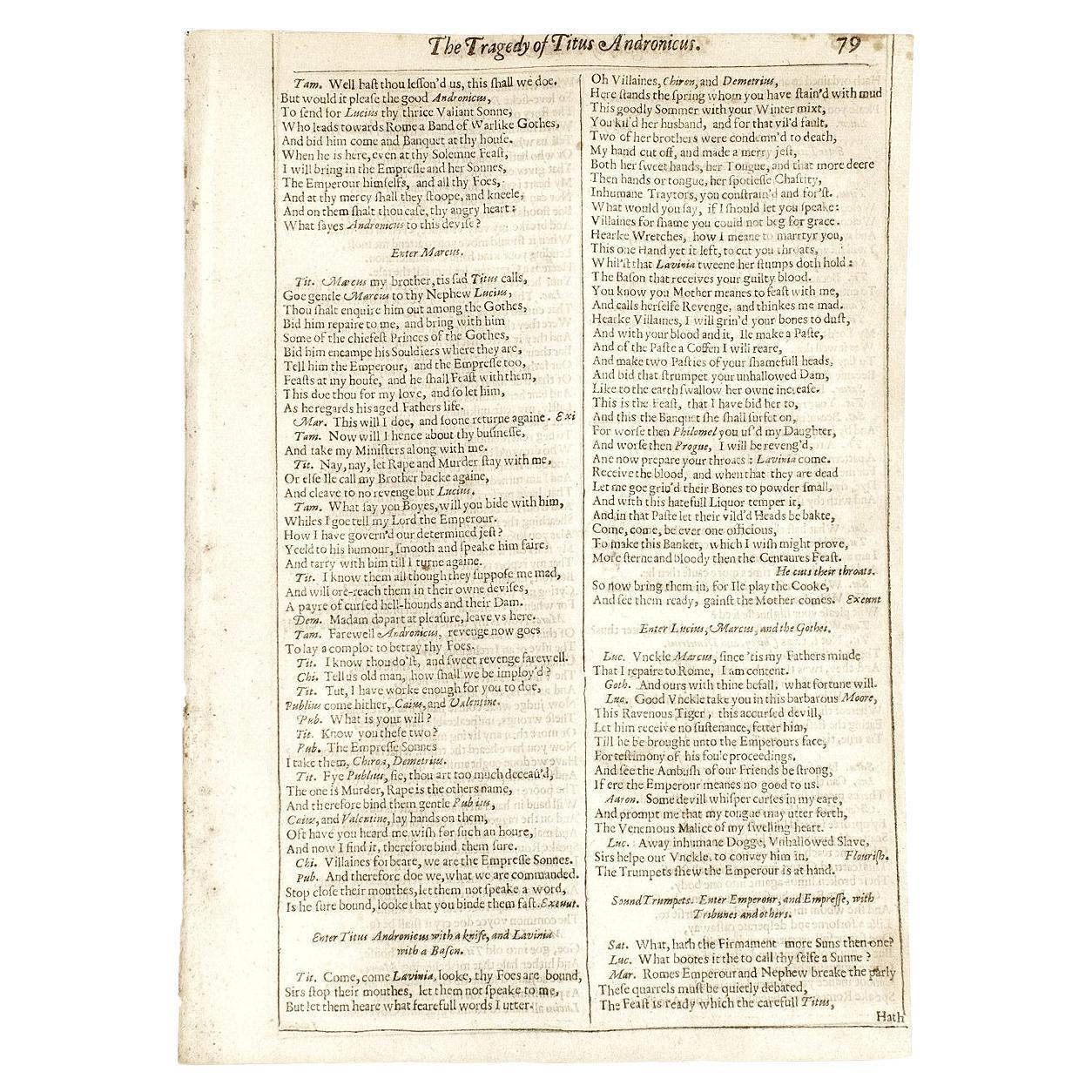 Shakespeare. The Tragedy of Titus Andronicus - SECOND FOLIO - 1632 - page 79-80