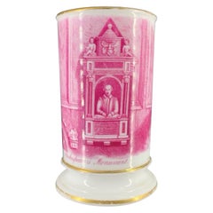 'Shakespeare's Monument' Spill Vase, Puce Print, Hilditch & Hopwood, circa 1850