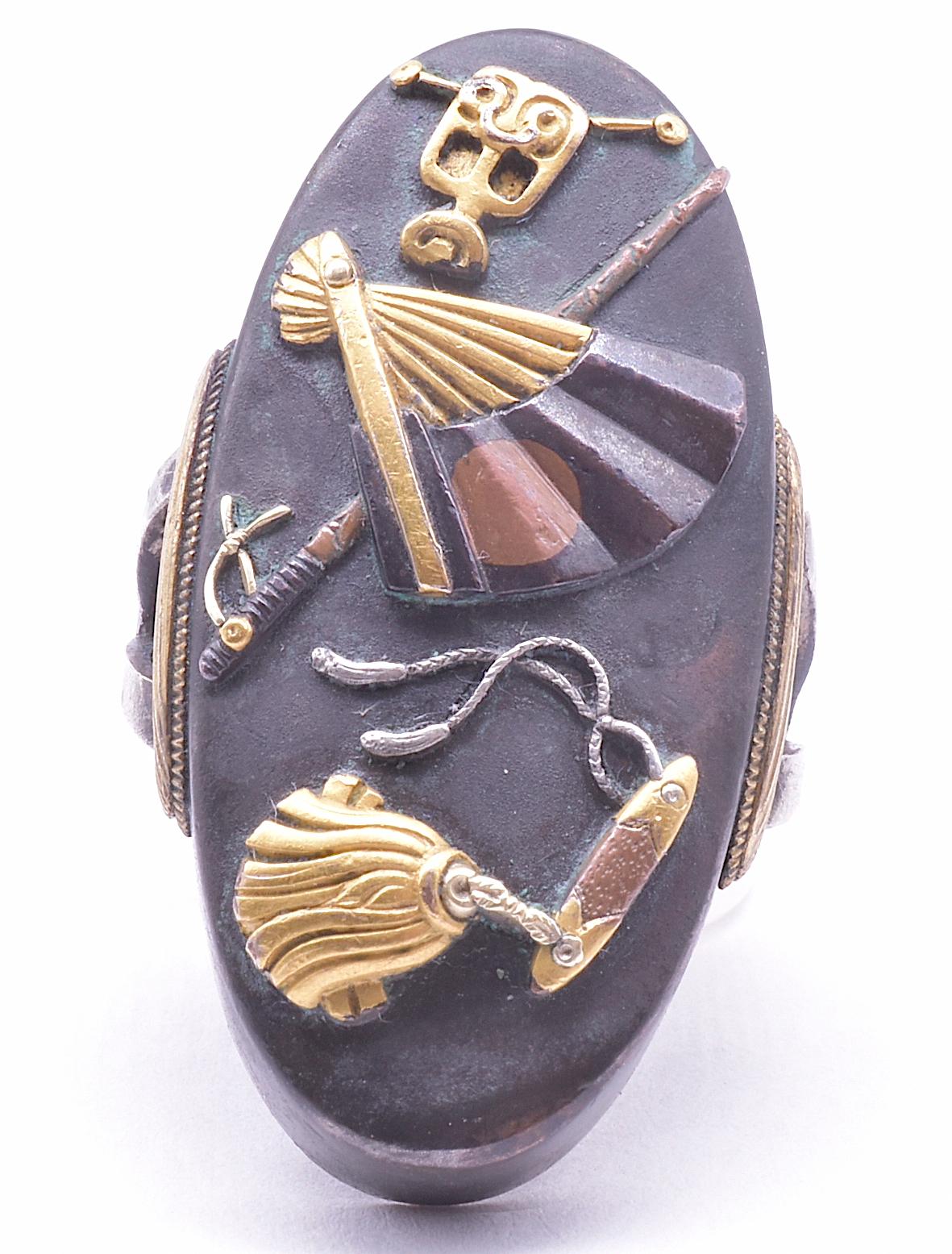 C1880 Shakudo Signet Ring of Mixed Metals for Member of the Warrior Class  1