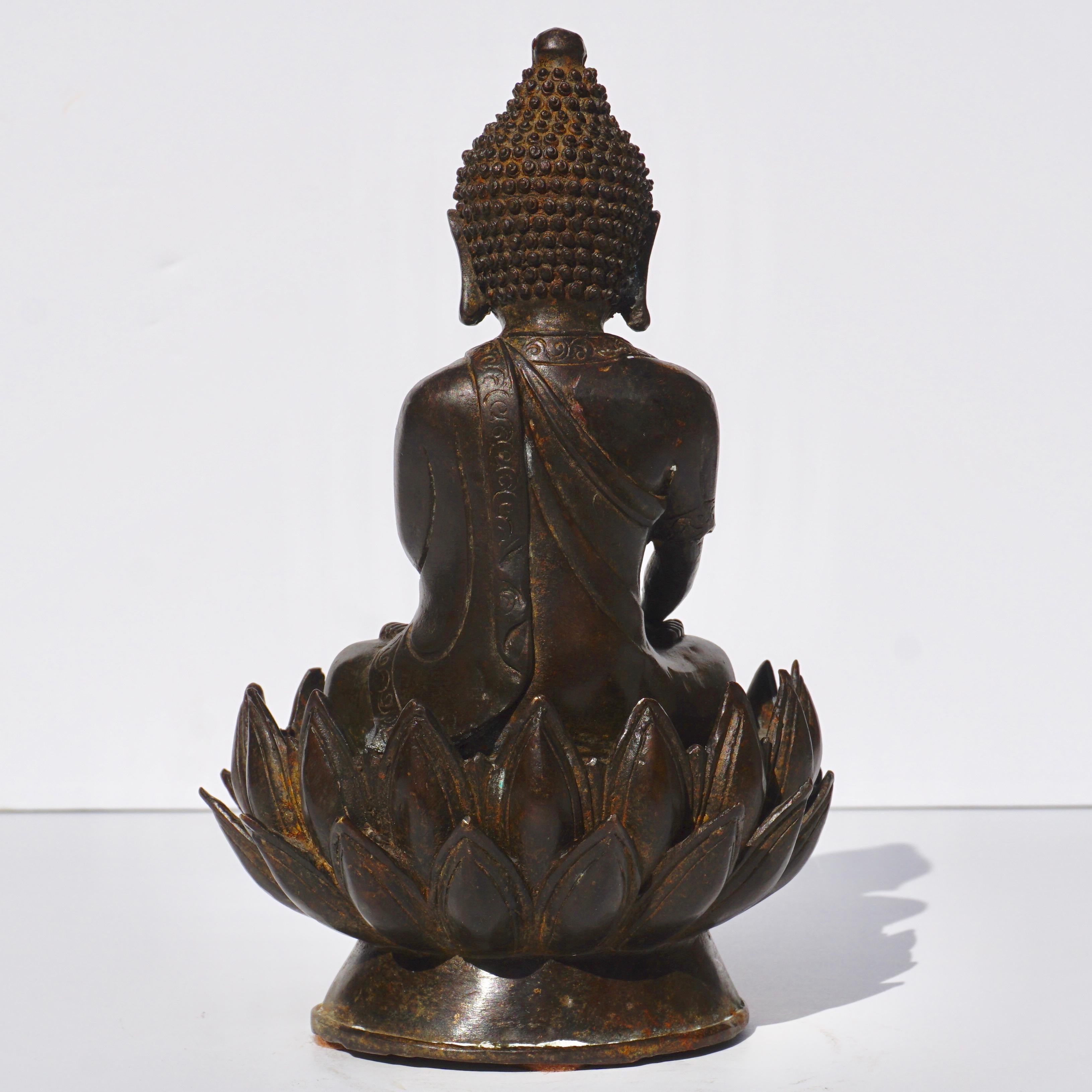 Chinese Shakyamuni Medicine Buddha Bronze Figure, 19th Century