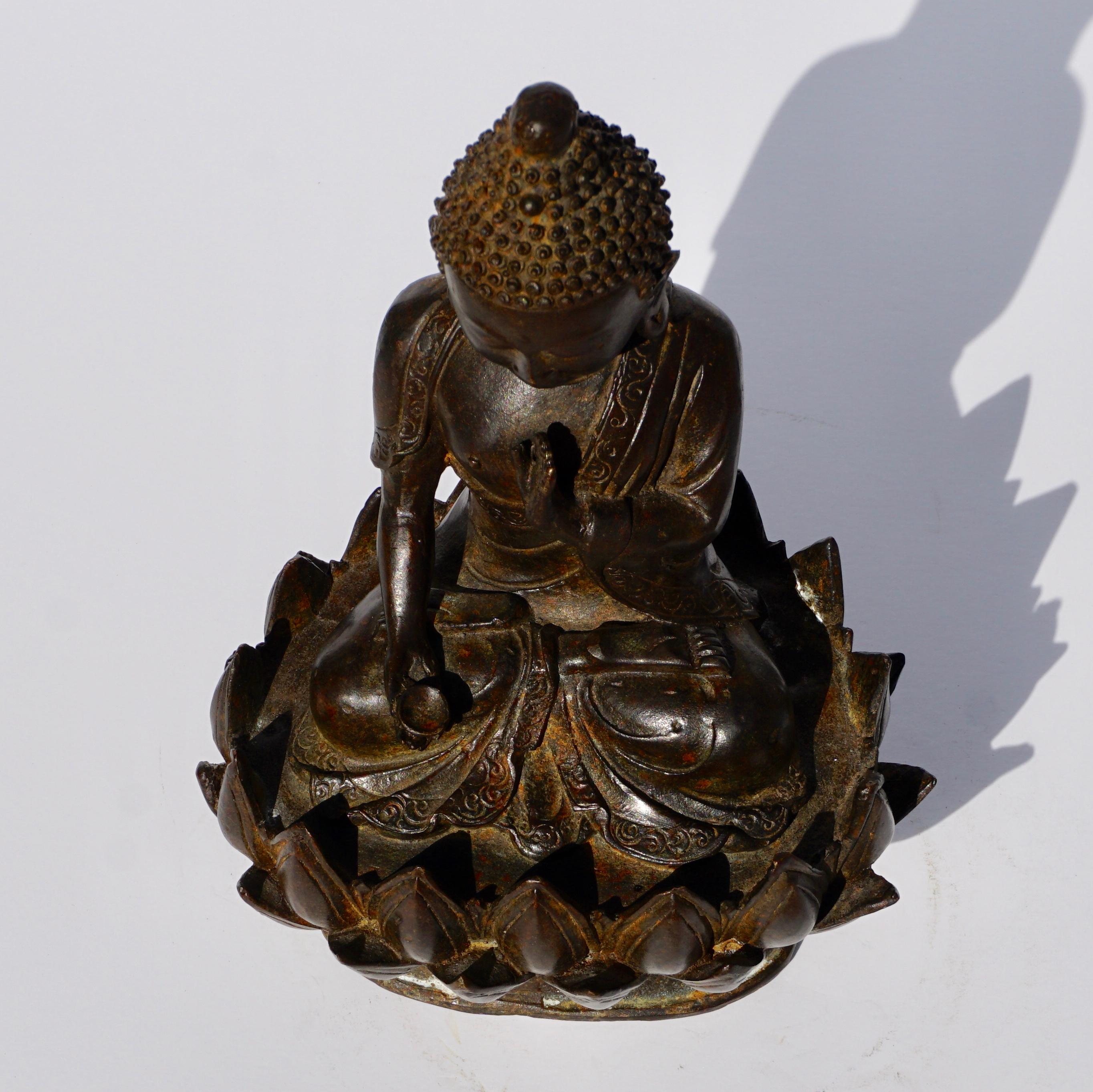Late 19th Century Shakyamuni Medicine Buddha Bronze Figure, 19th Century