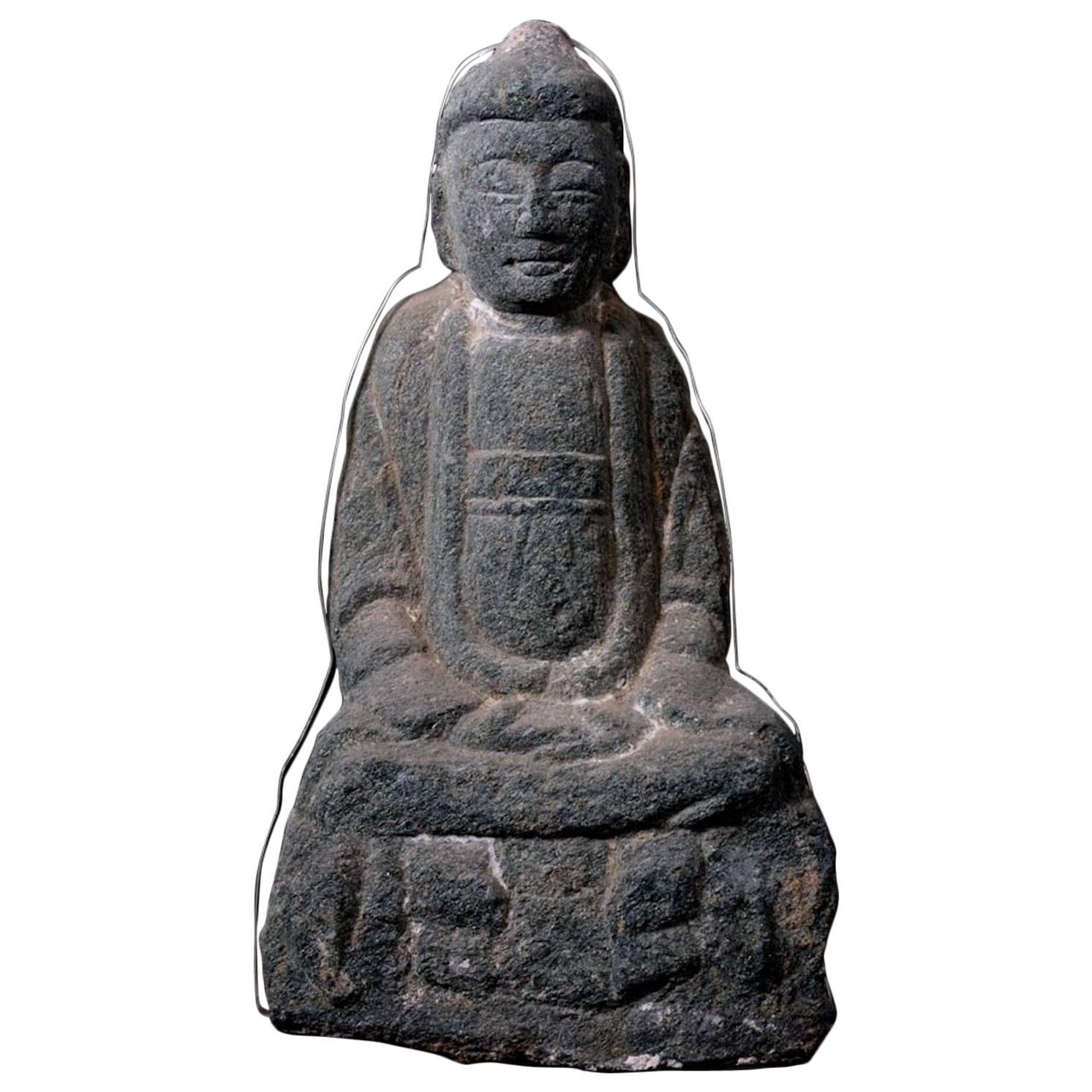 Shakyamuni, the Original Buddha Sculpted in Schist Stone, Originally from a Cave
