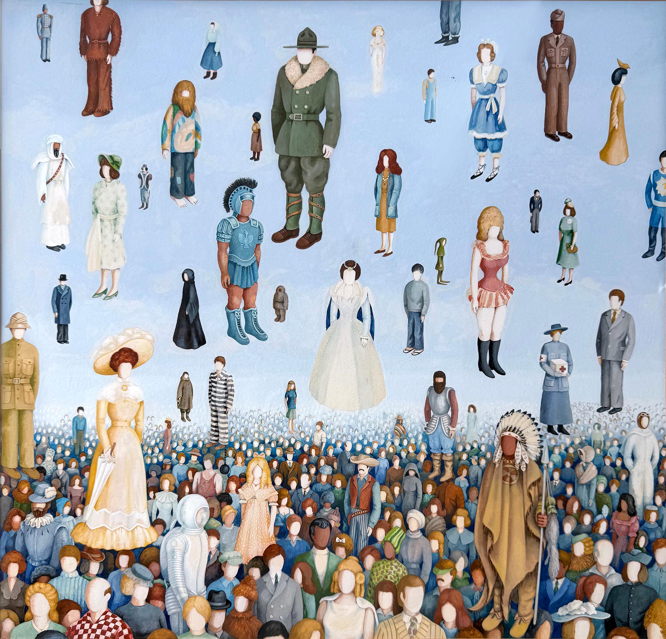 Shaleen Pedersen Landscape Painting - Surreal Landscape with Floating People