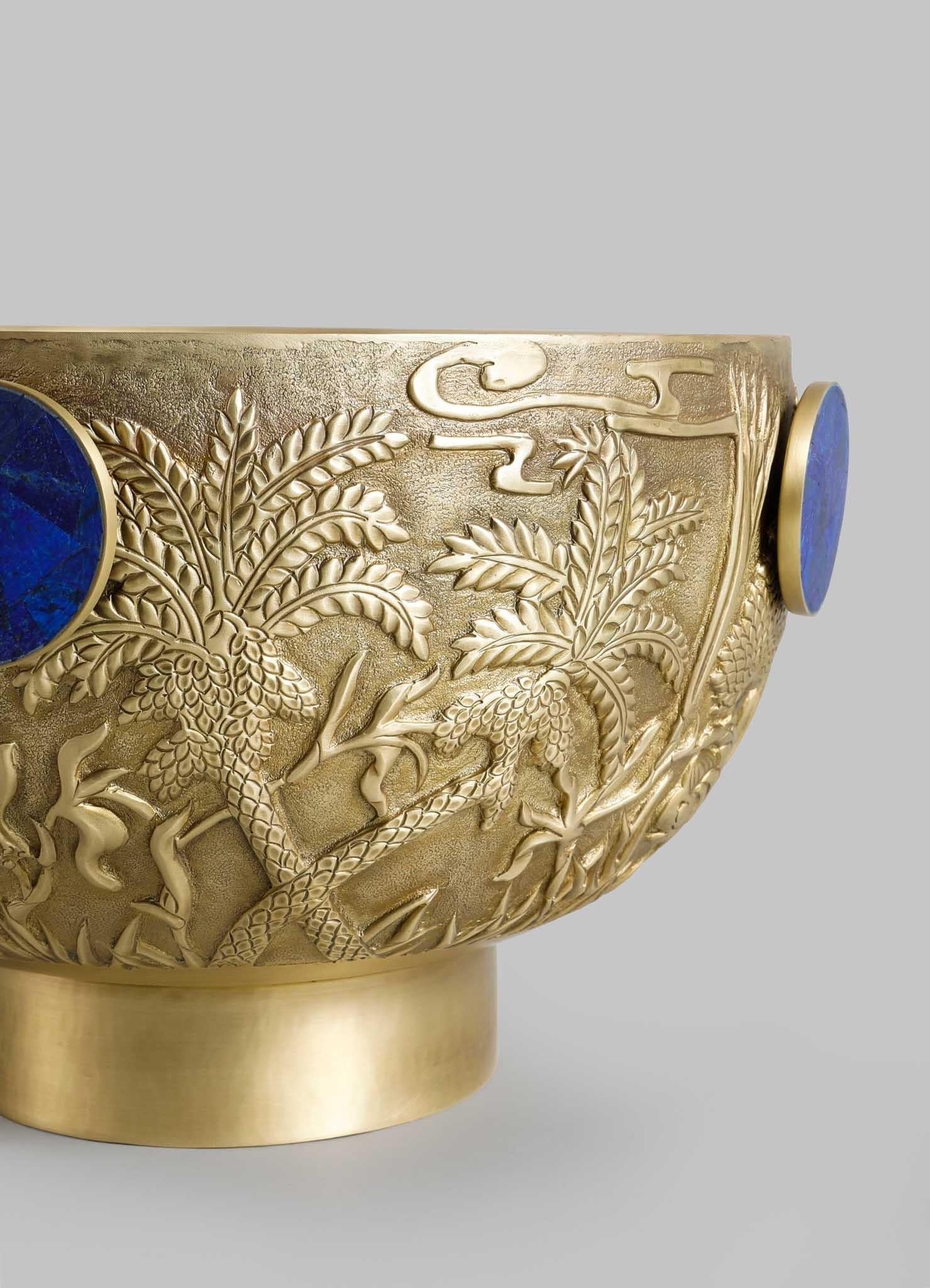 Shalimar Champagner-Eimer groß aus Messing und A. Stone (Halbedelstein) im Angebot 3