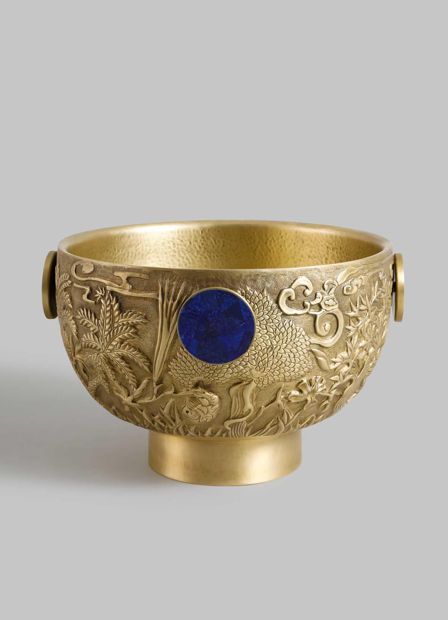 Großer Shalimar Champagner-Eimer aus Messing und Halbedelsteinen, Viya von Vikram Goyal

