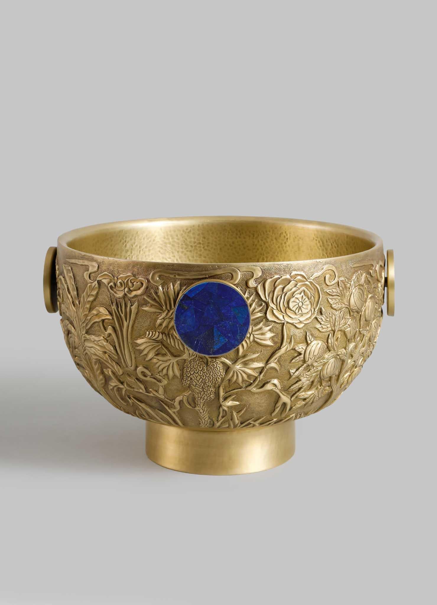 Shalimar Champagner-Eimer groß aus Messing und A. Stone (Halbedelstein) (Indisch) im Angebot