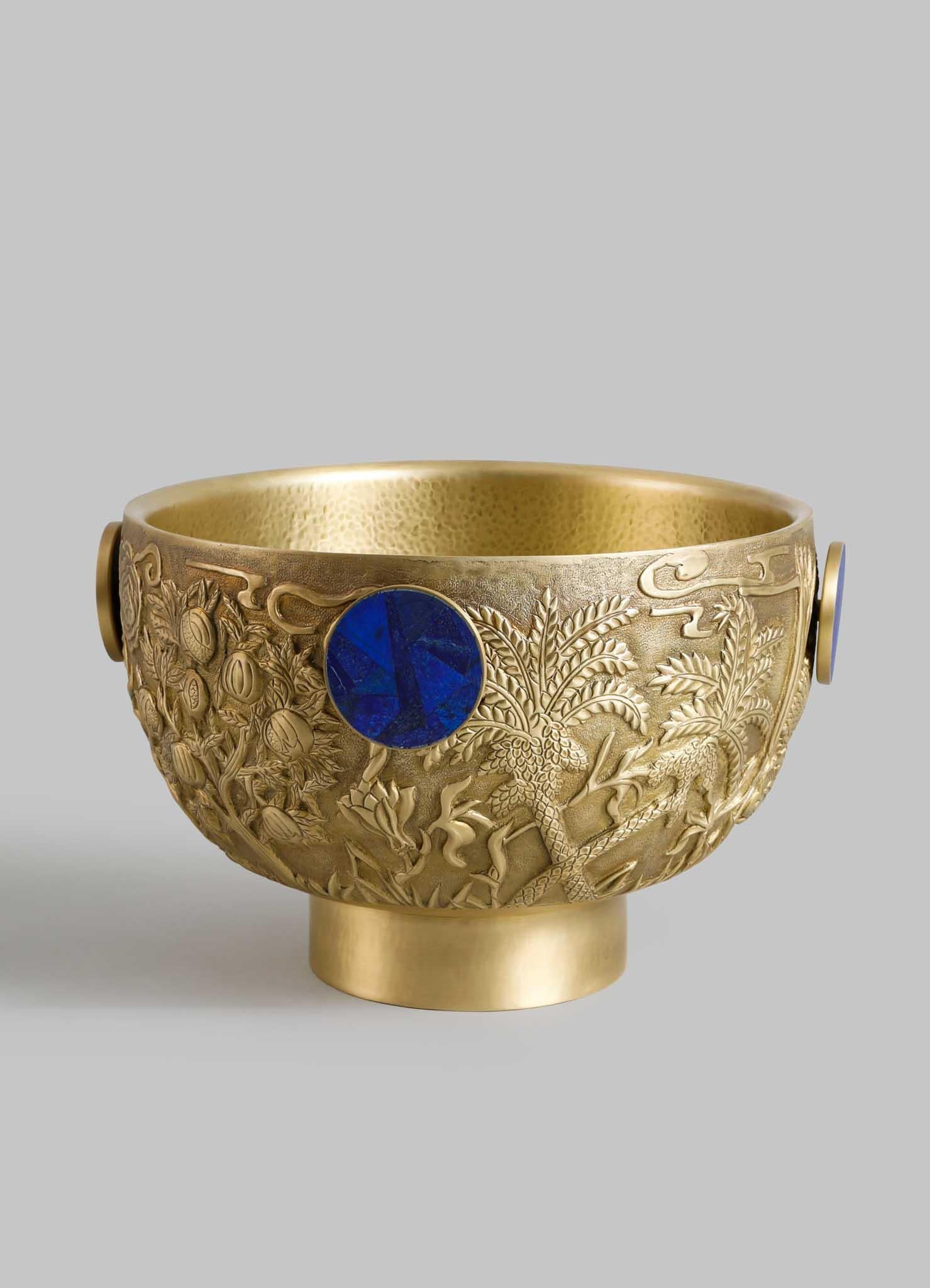 Shalimar Champagner-Eimer groß aus Messing und A. Stone (Halbedelstein) (Gegossen) im Angebot