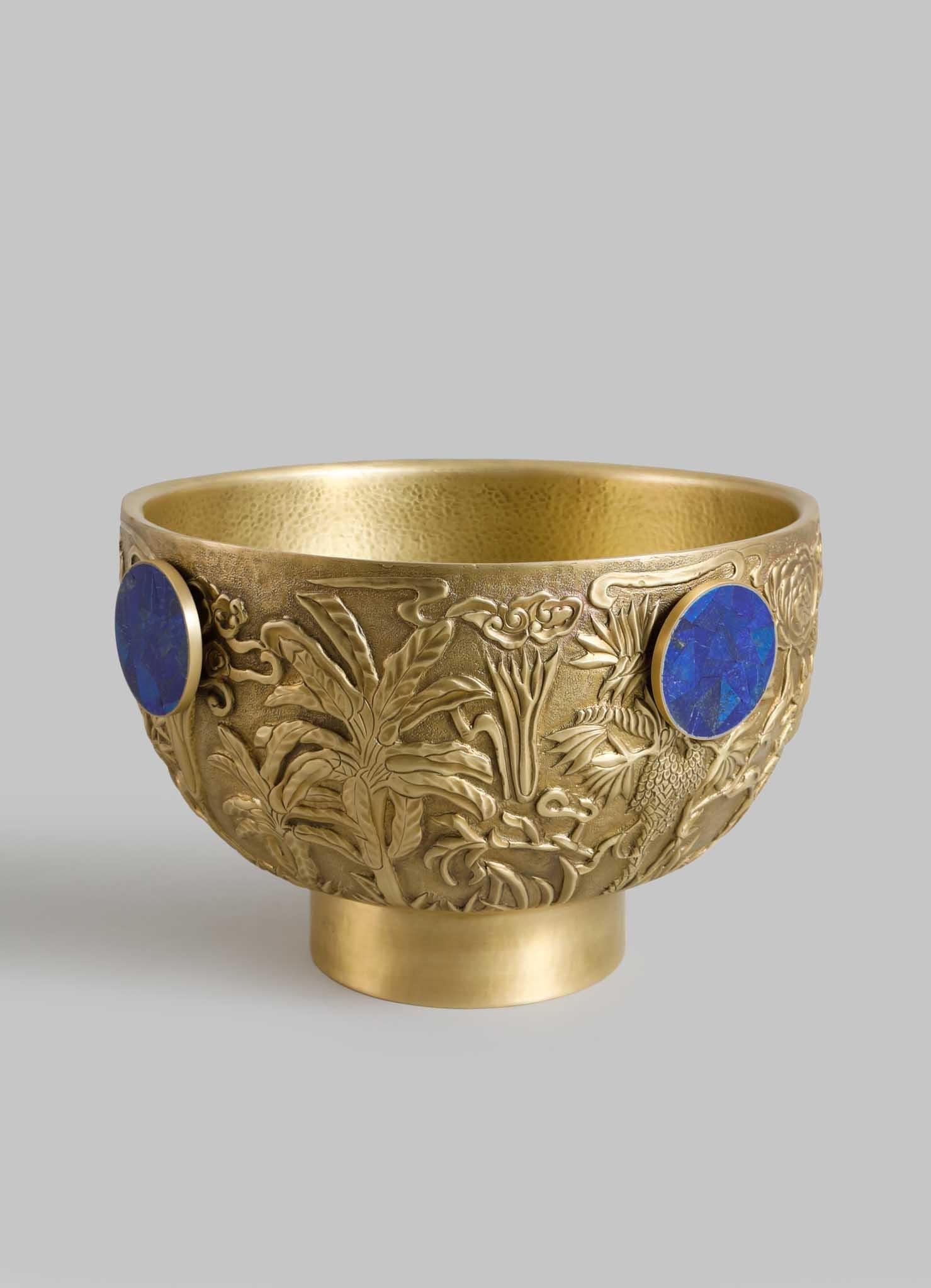 Shalimar Champagner-Eimer groß aus Messing und A. Stone (Halbedelstein) (21. Jahrhundert und zeitgenössisch) im Angebot