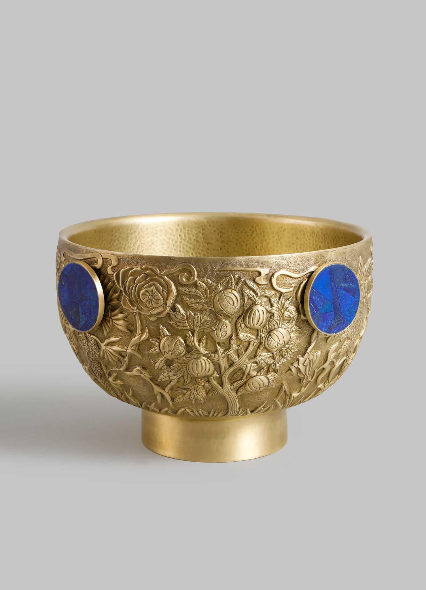 Shalimar Champagner-Eimer groß aus Messing und A. Stone (Halbedelstein) im Angebot 1