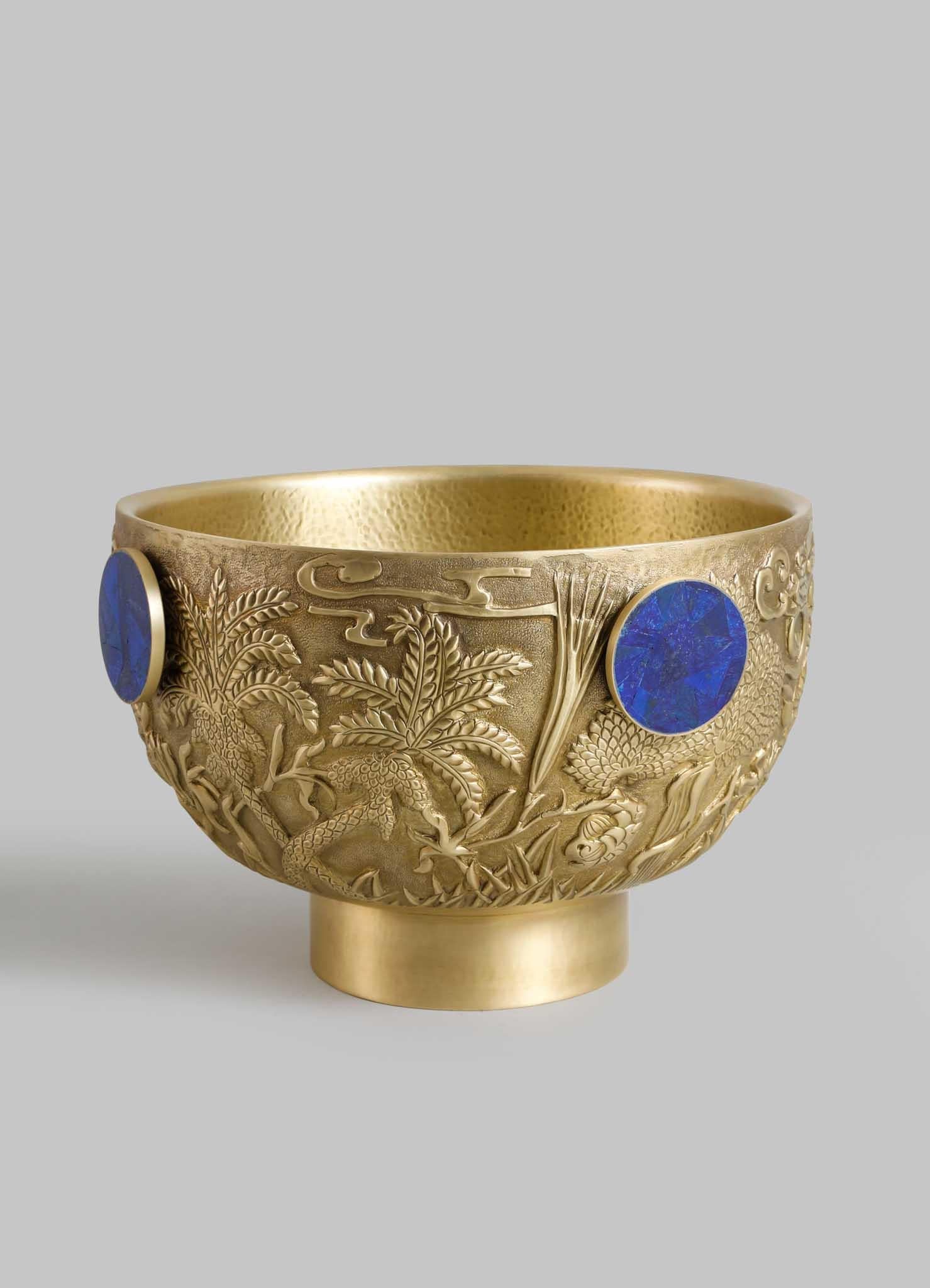 Shalimar Champagner-Eimer groß aus Messing und A. Stone (Halbedelstein) im Angebot 2