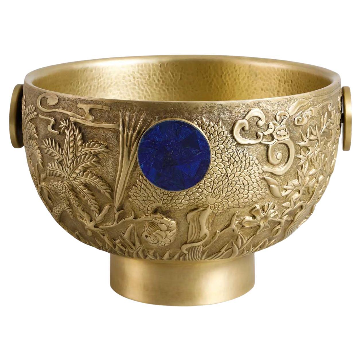 Shalimar Champagner-Eimer groß aus Messing und A. Stone (Halbedelstein) im Angebot