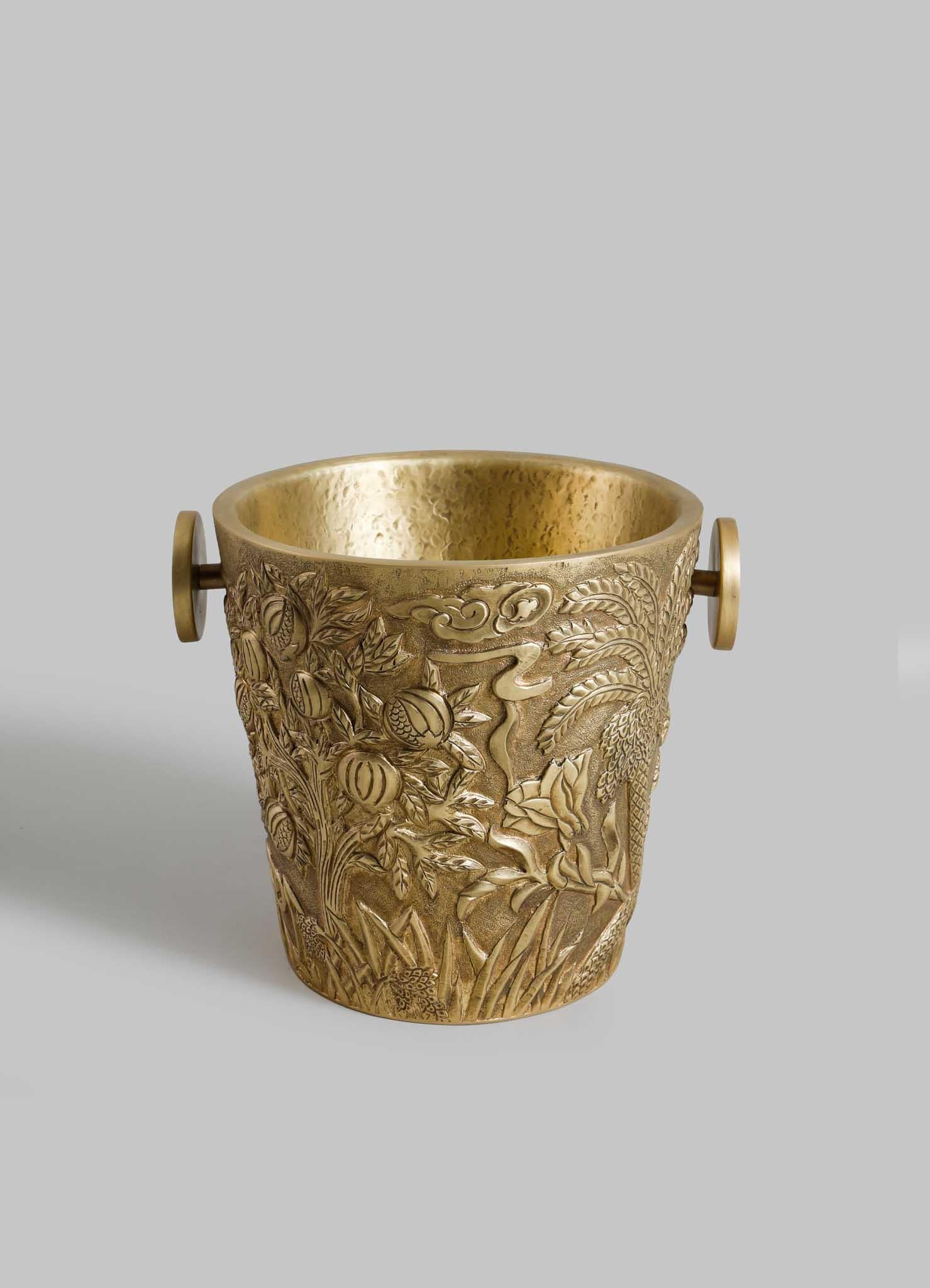 Shalimar Champagnerkübel klein aus Messing und A. Stone (Halbedelstein) (Moderne) im Angebot