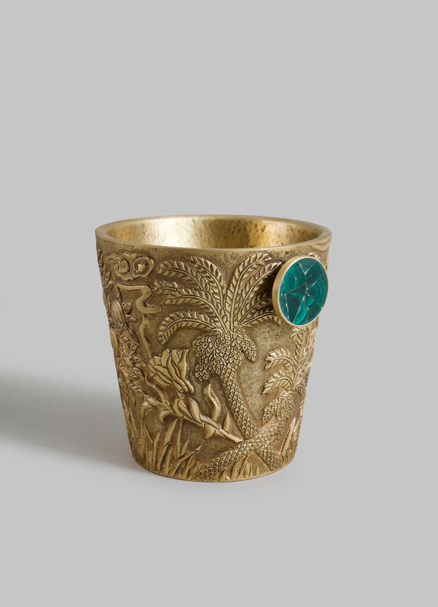 Shalimar Champagnerkübel klein aus Messing und A. Stone (Halbedelstein) (Indisch) im Angebot