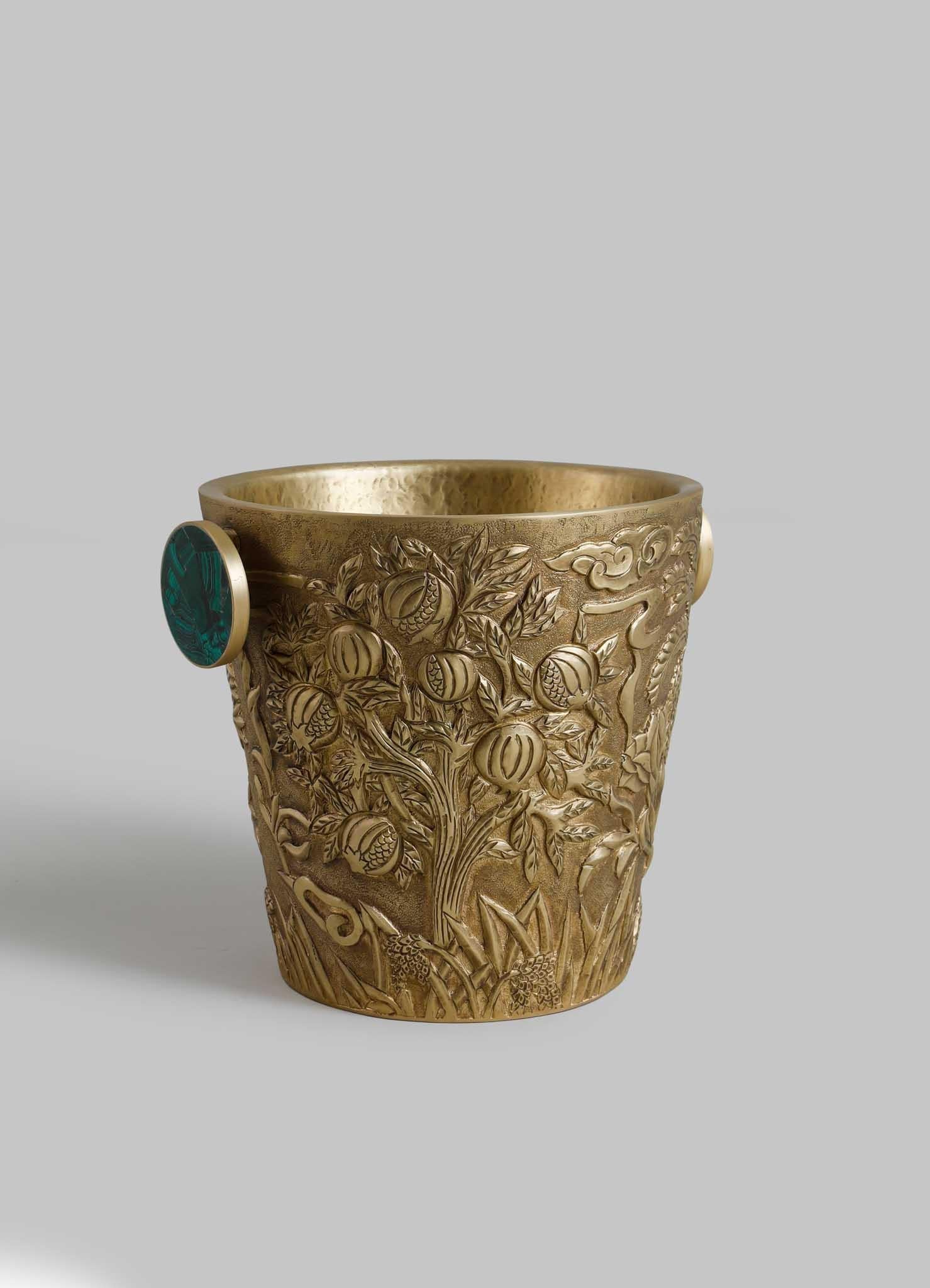 Shalimar Champagnerkübel klein aus Messing und A. Stone (Halbedelstein) (Gegossen) im Angebot