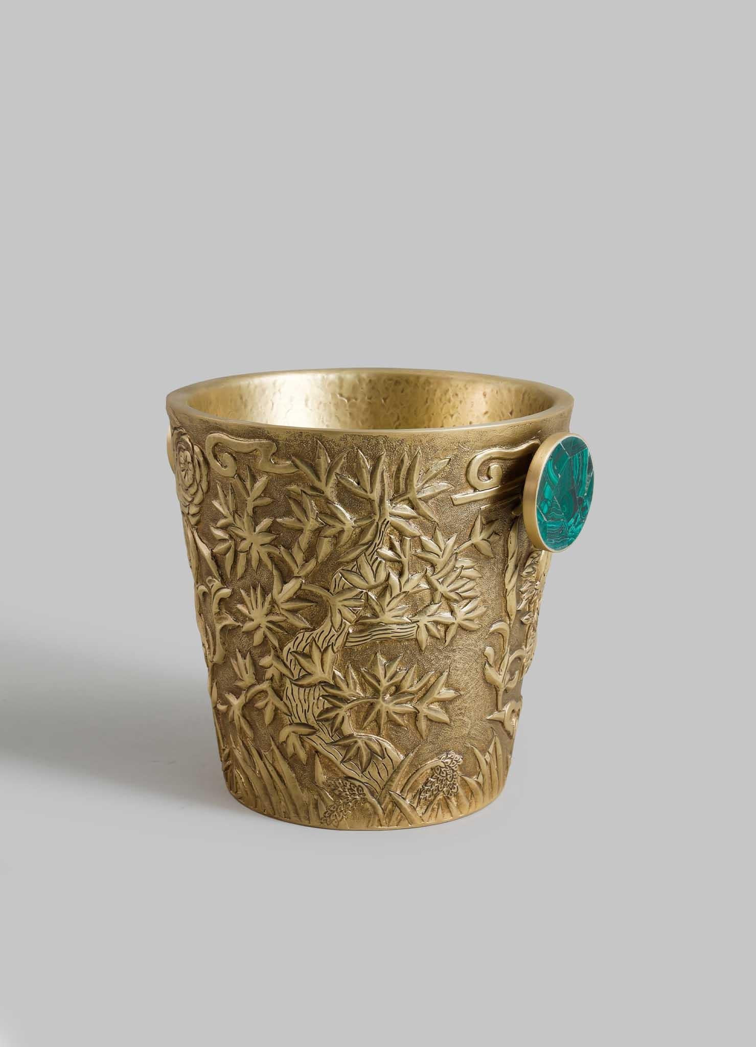 Shalimar Champagnerkübel klein aus Messing und A. Stone (Halbedelstein) im Zustand „Neu“ im Angebot in Noida, DL