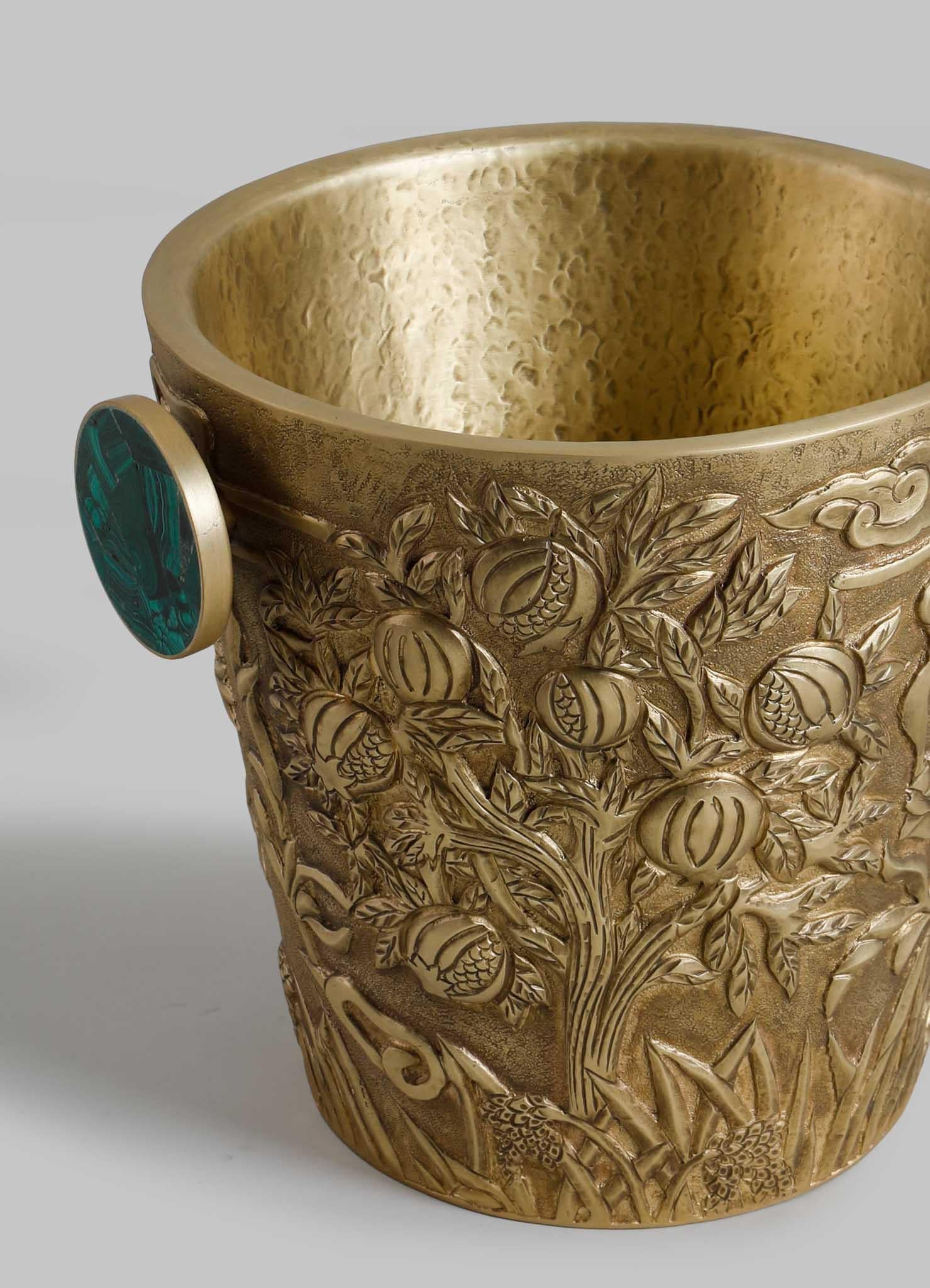 Shalimar Champagnerkübel klein aus Messing und A. Stone (Halbedelstein) im Angebot 1