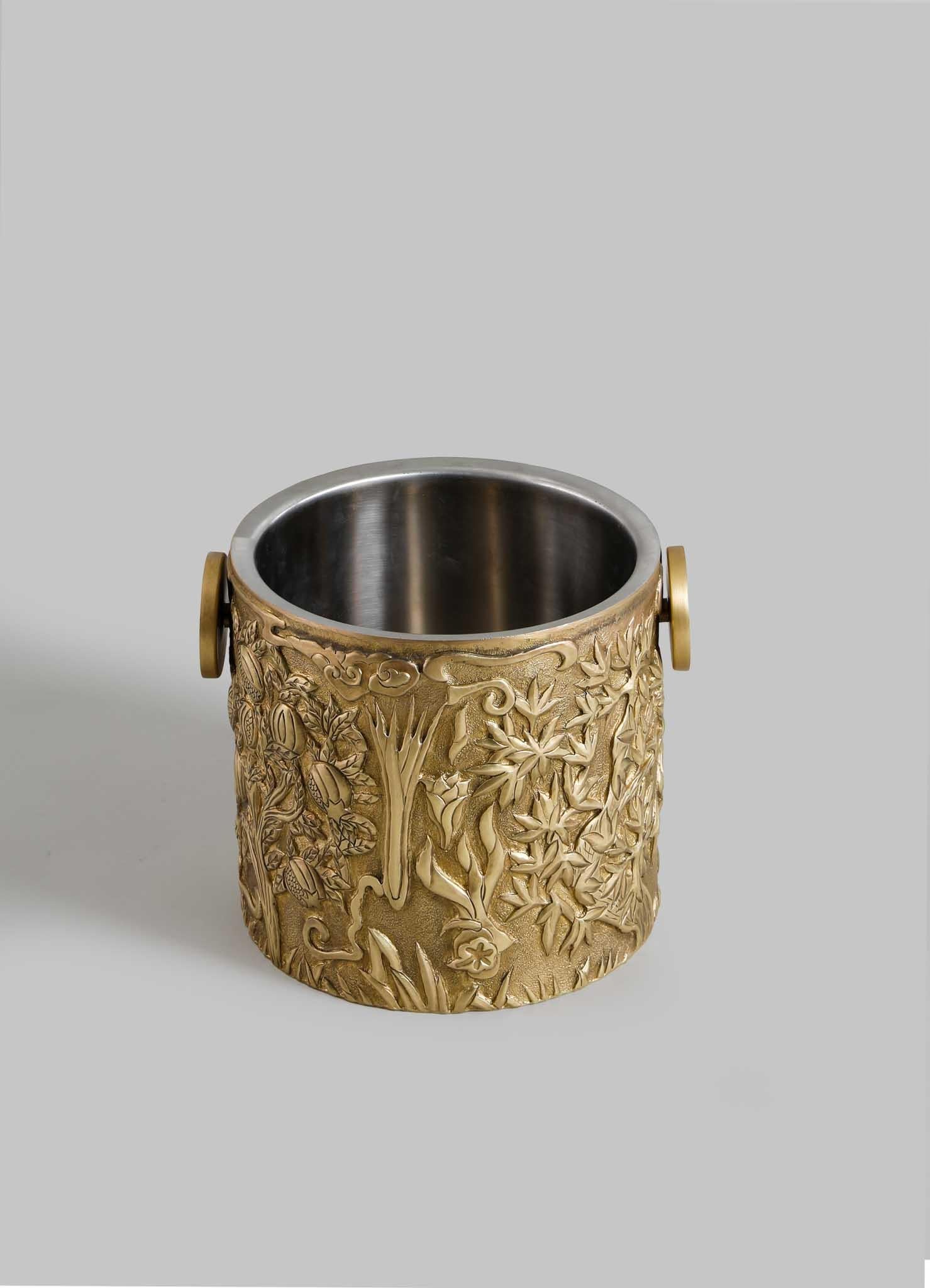 Großer Shalimar Eiskübel aus Messing und Halbedelsteinen, Viya von Vikram Goyal (Moderne) im Angebot