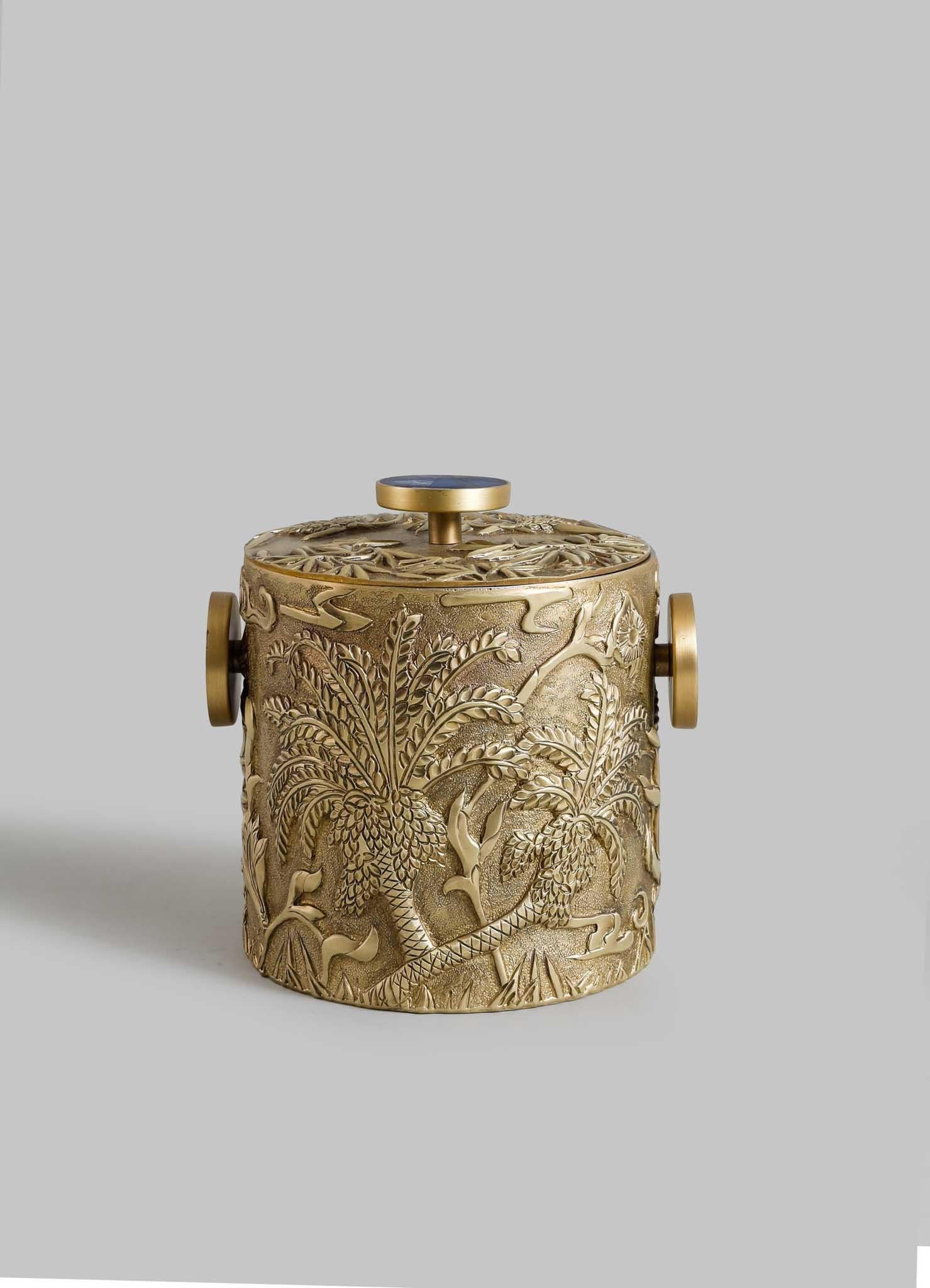 Shalimar Ice Bucket Small in Brass 
Semi Precious Stone, Viya by Vikram Goyal

