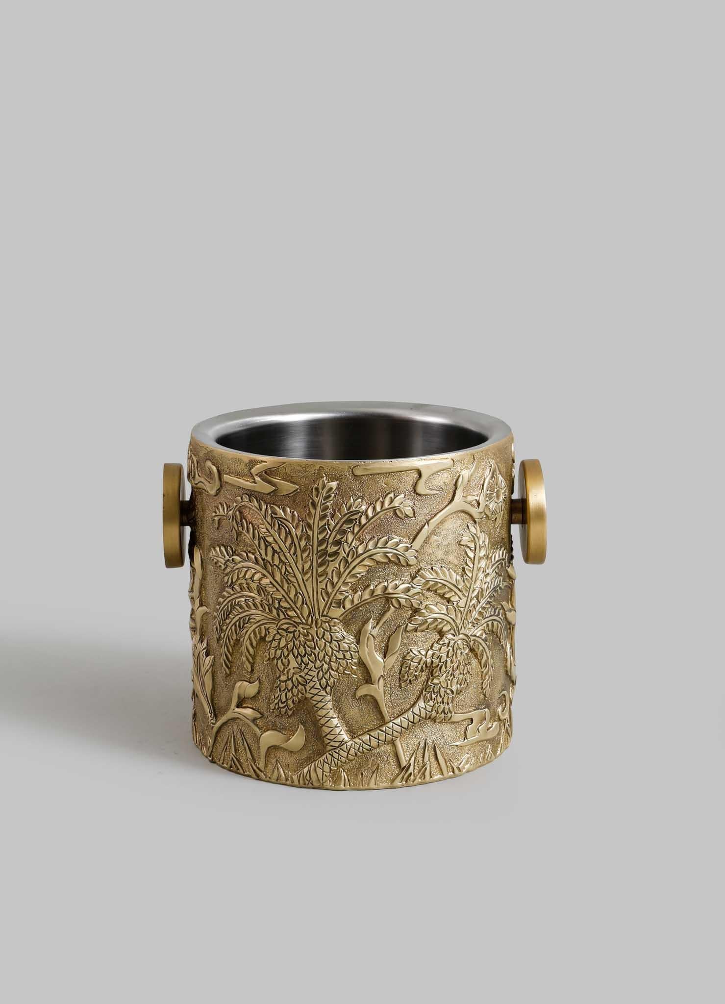 Modern Shalimar Ice Bucket Small in Brass & Semi Precious Stone, Viya by Vikram Goyal For Sale