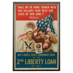 "Shall We Be More Tender with Our Dollar" Antique WWI 2nd Liberty Loan Poster