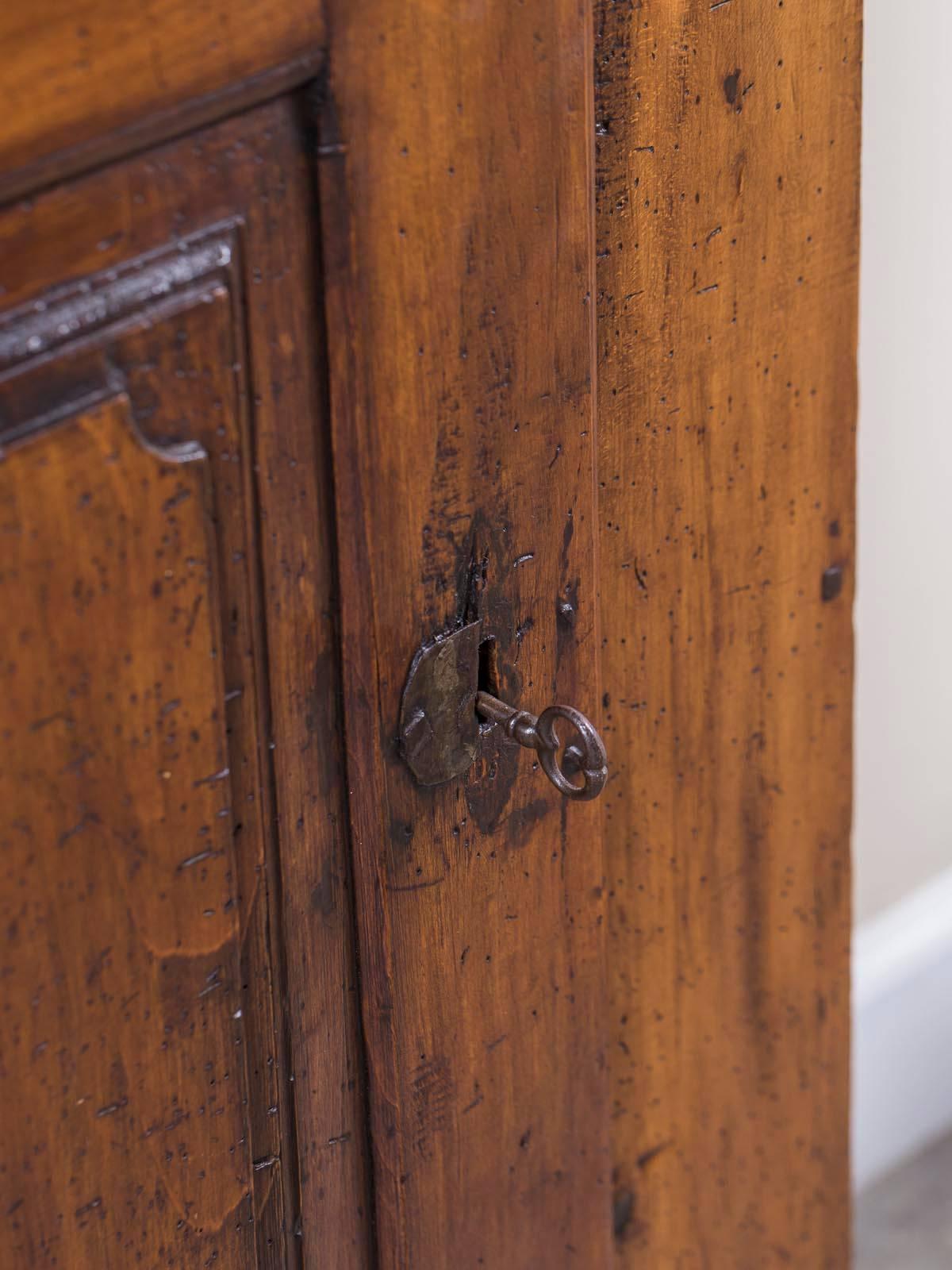 Iron Shallow Antique French Louis XVI Walnut Cabinet, circa 1780