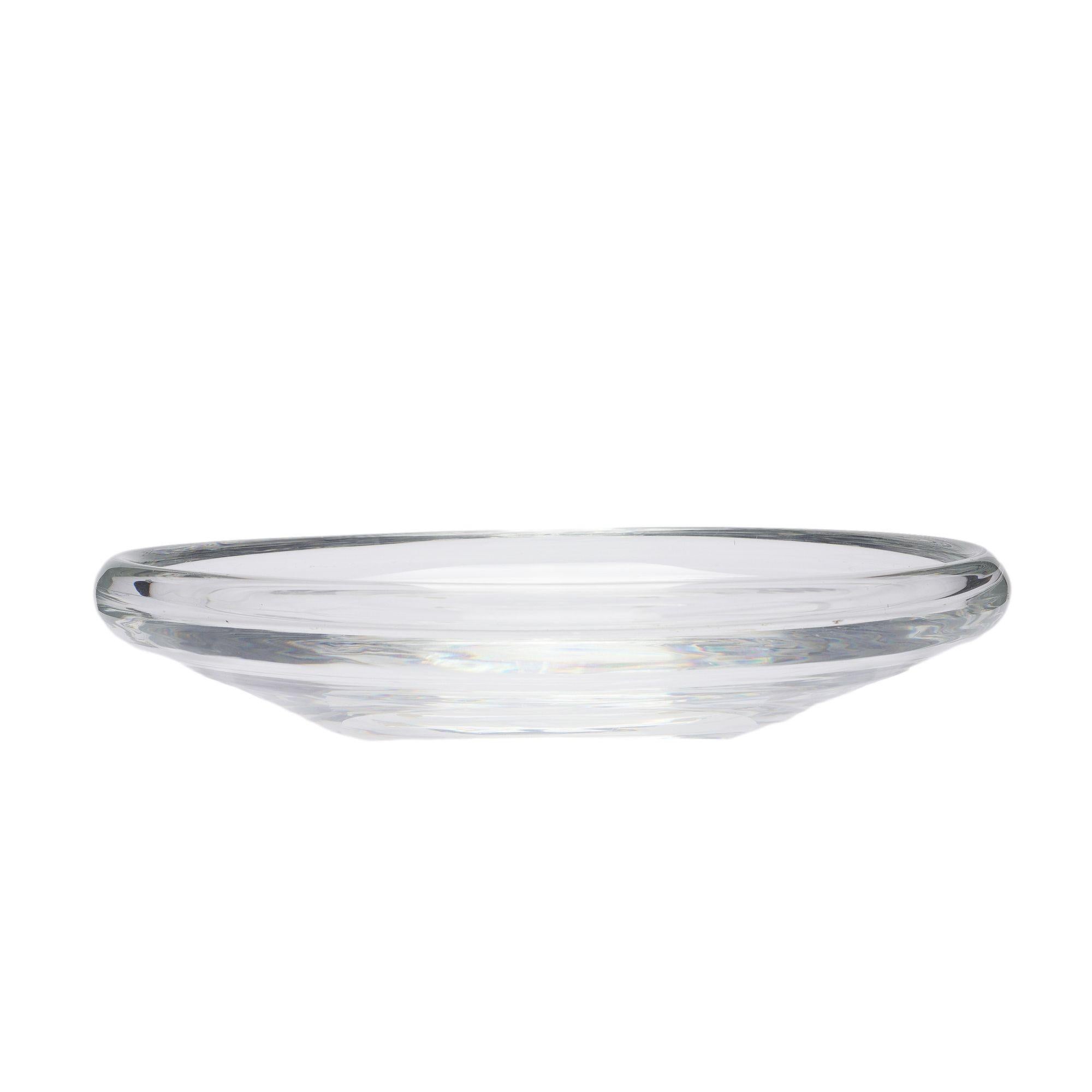 American Shallow blown glass center bowl with inverted scroll rim by Steuben, c. 1939 For Sale