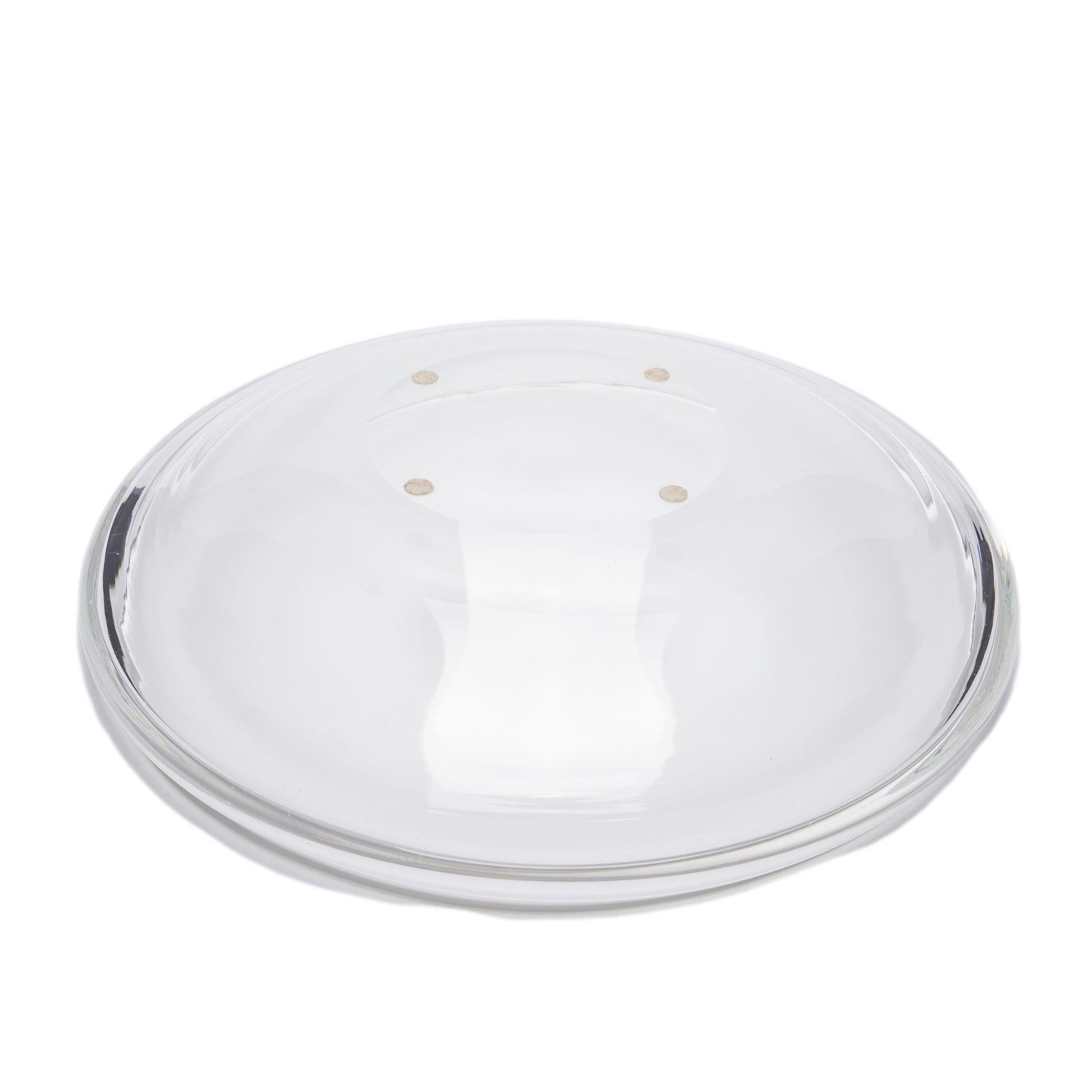 20th Century Shallow blown glass center bowl with inverted scroll rim by Steuben, c. 1939 For Sale