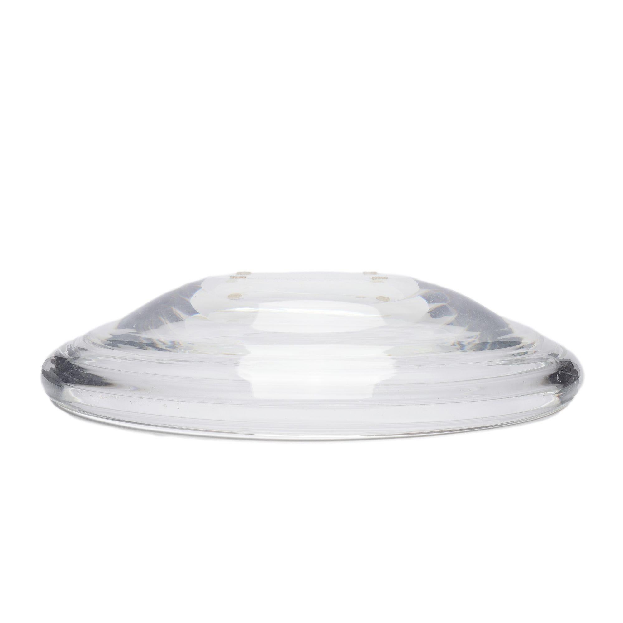 Glass Shallow blown glass center bowl with inverted scroll rim by Steuben, c. 1939 For Sale