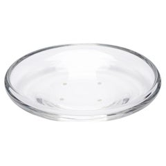 Bol central en verre soufflé peu profond avec bord à volutes inversées de Steuben, vers 1939