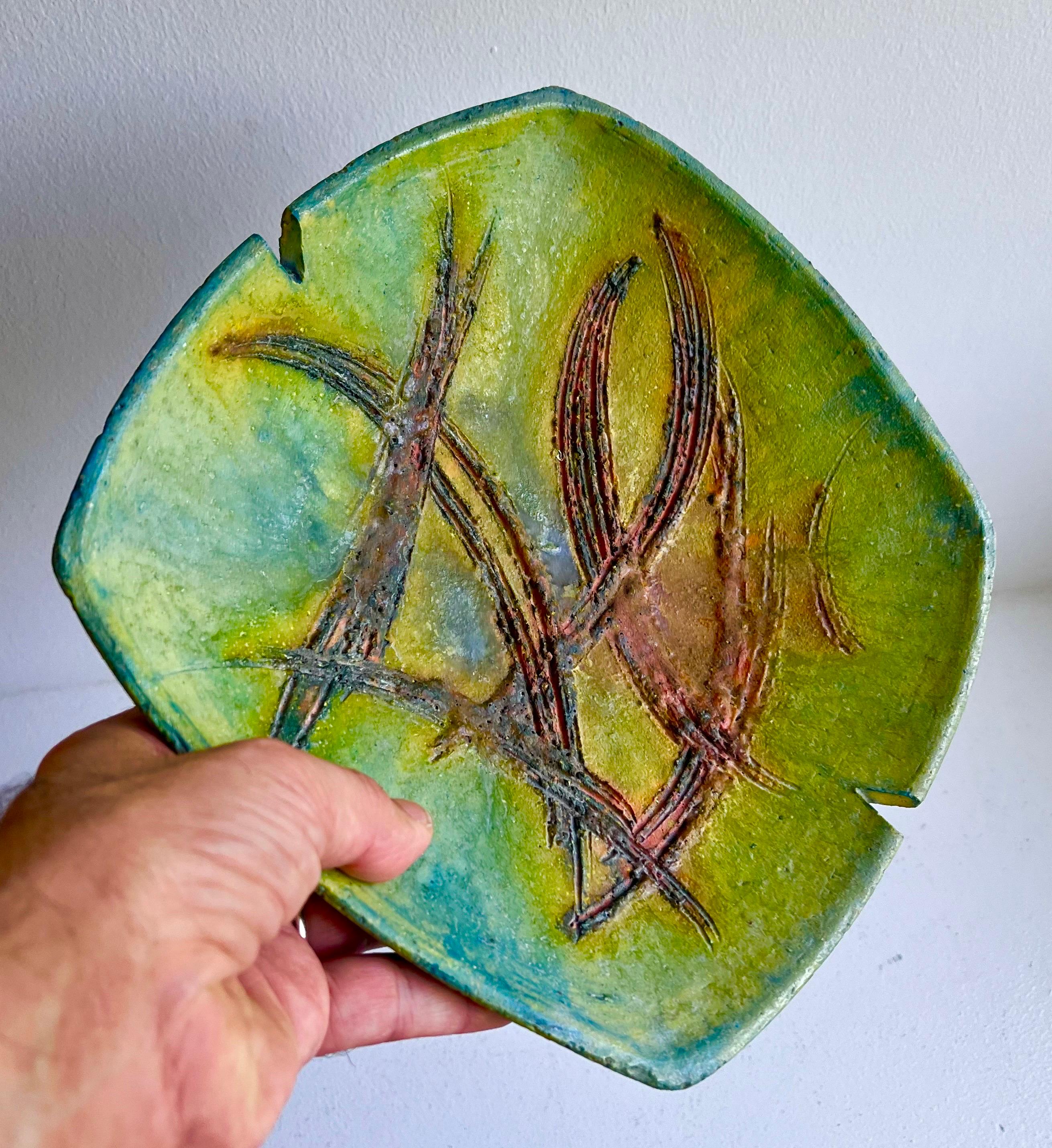 Pottery Shallow Bowl or Ashtray by Fantoni for Raymor, c. 1950 For Sale